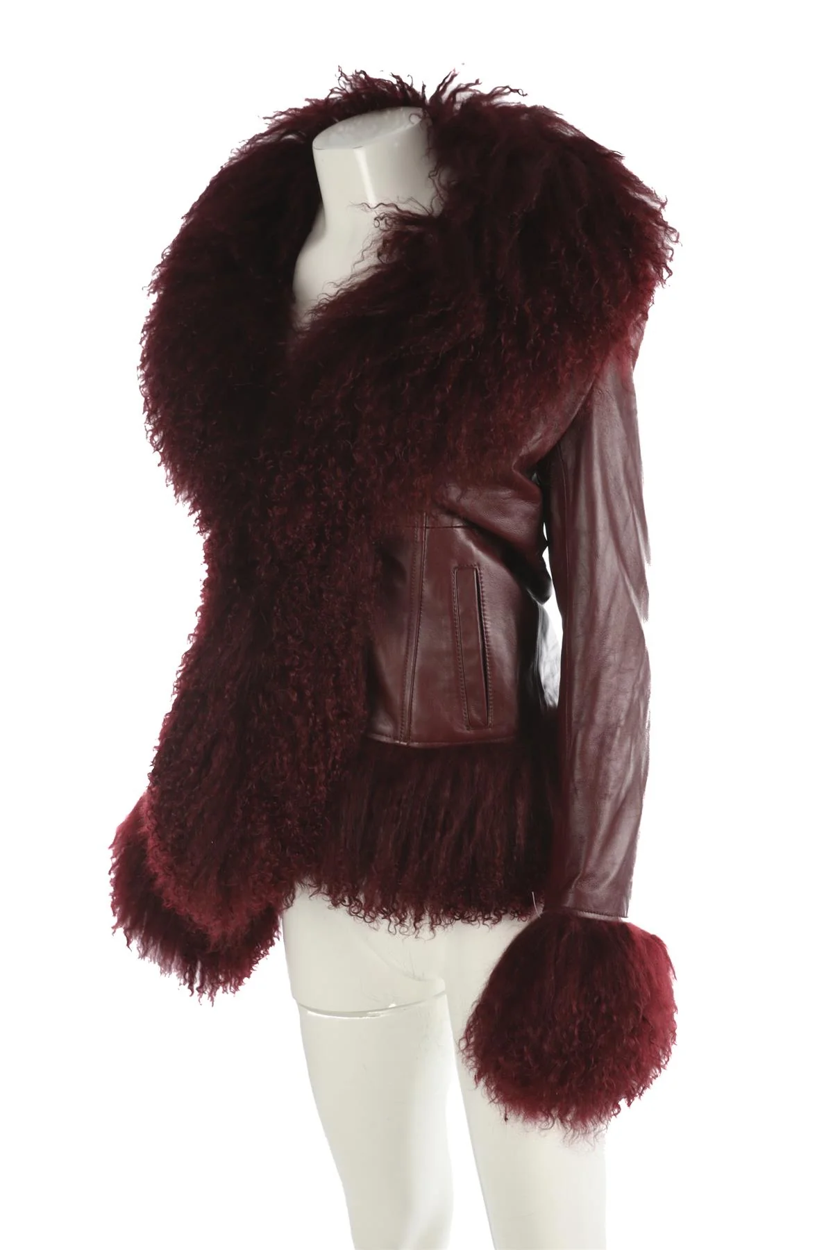 SUSANNA CHOW RED LEATHER JACKET SMALL - Image 3