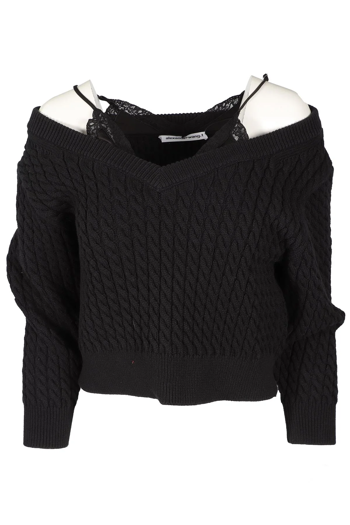 T BY ALEXANDER WANG BLACK WOOL TOP X-SMALL