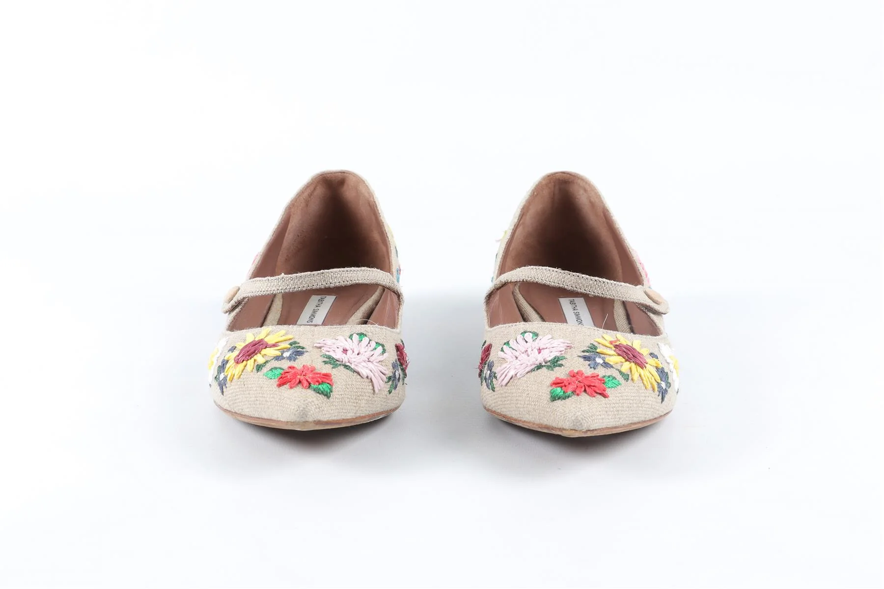TABITHA SIMMONS BEIGE CANVAS BALLET FLATS EU 38.5 UK 5.5 US 8.5 - Image 3