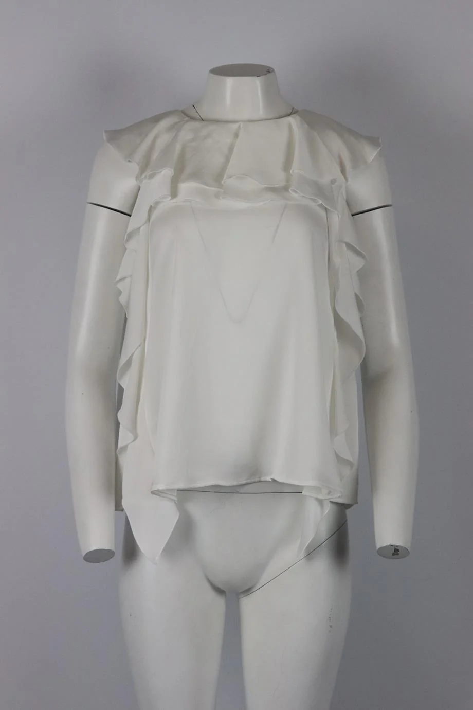 TARA JARMON RUFFLED CREPE BLOUSE FR 42 UK 14 - Image 2