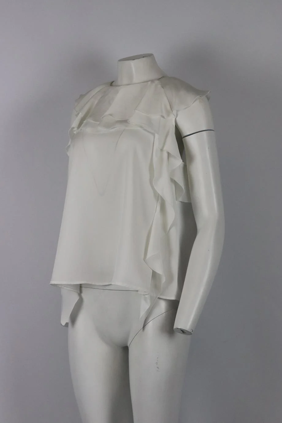 TARA JARMON RUFFLED CREPE BLOUSE FR 42 UK 14 - Image 3