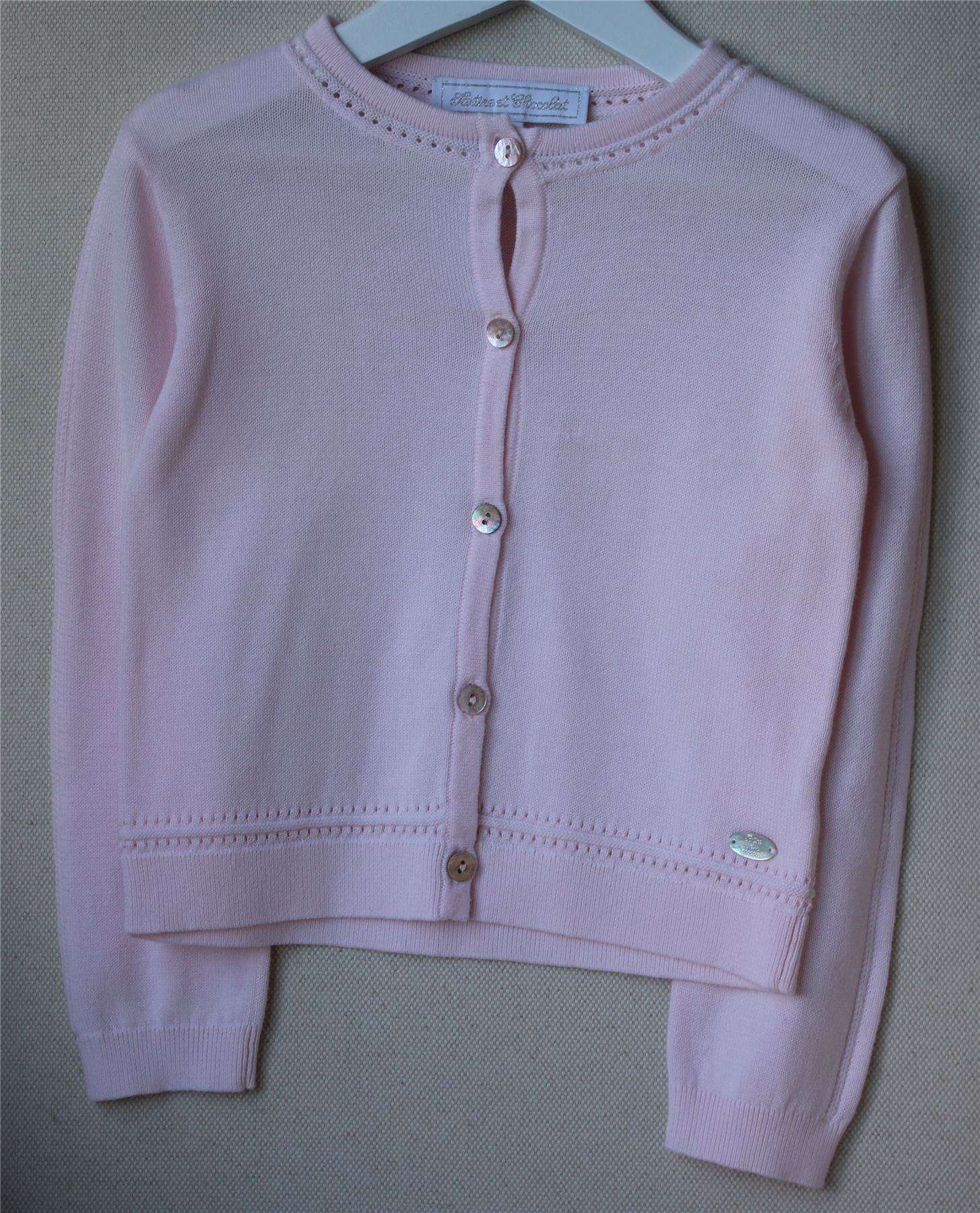 TARTINE ET CHOCOLAT PALE PINK COTTON KNITTED CARDIGAN 4 YEARS - Image 2