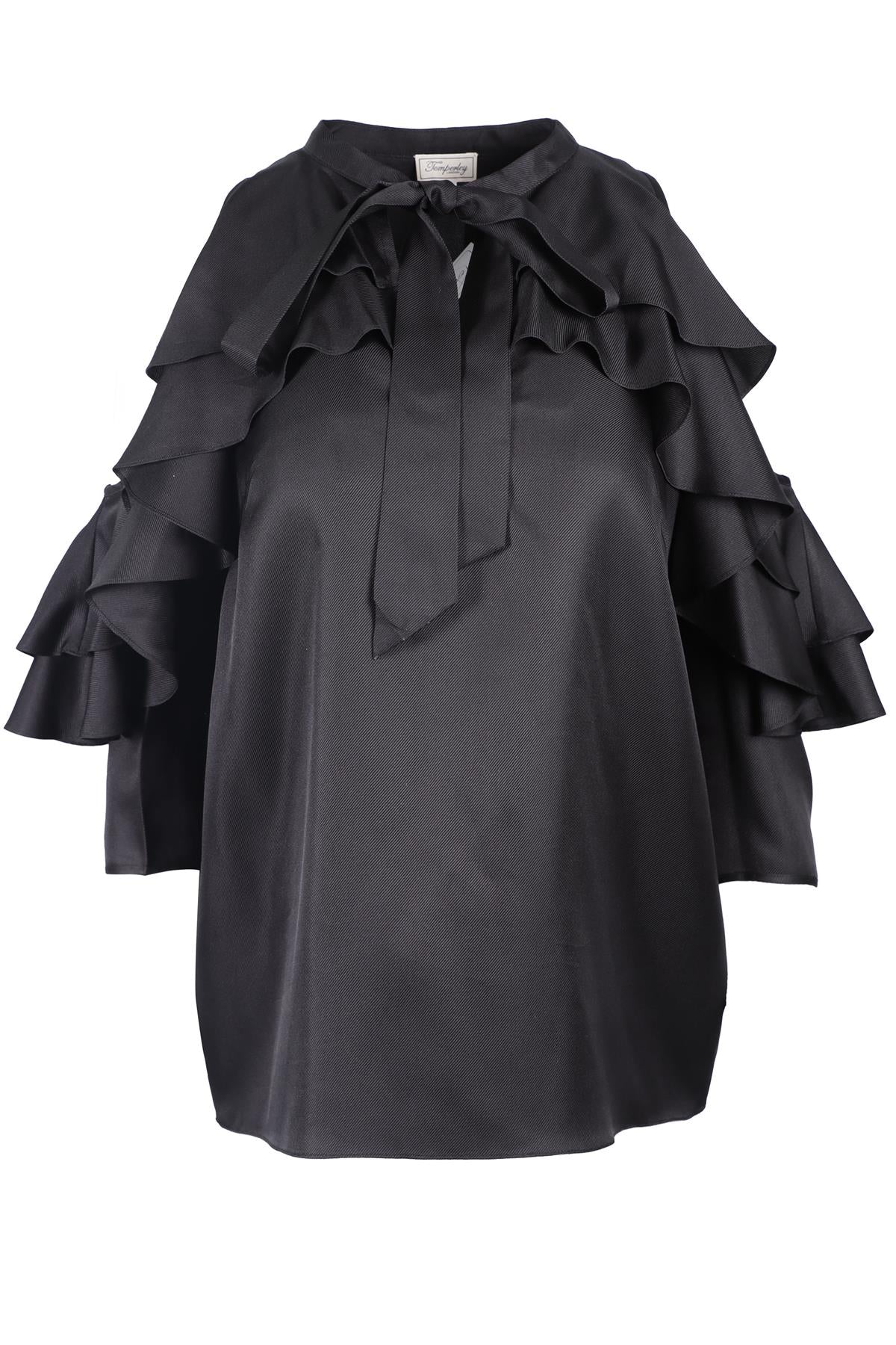 TEMPERLEY LONDON BLACK SILK TOP UK 12