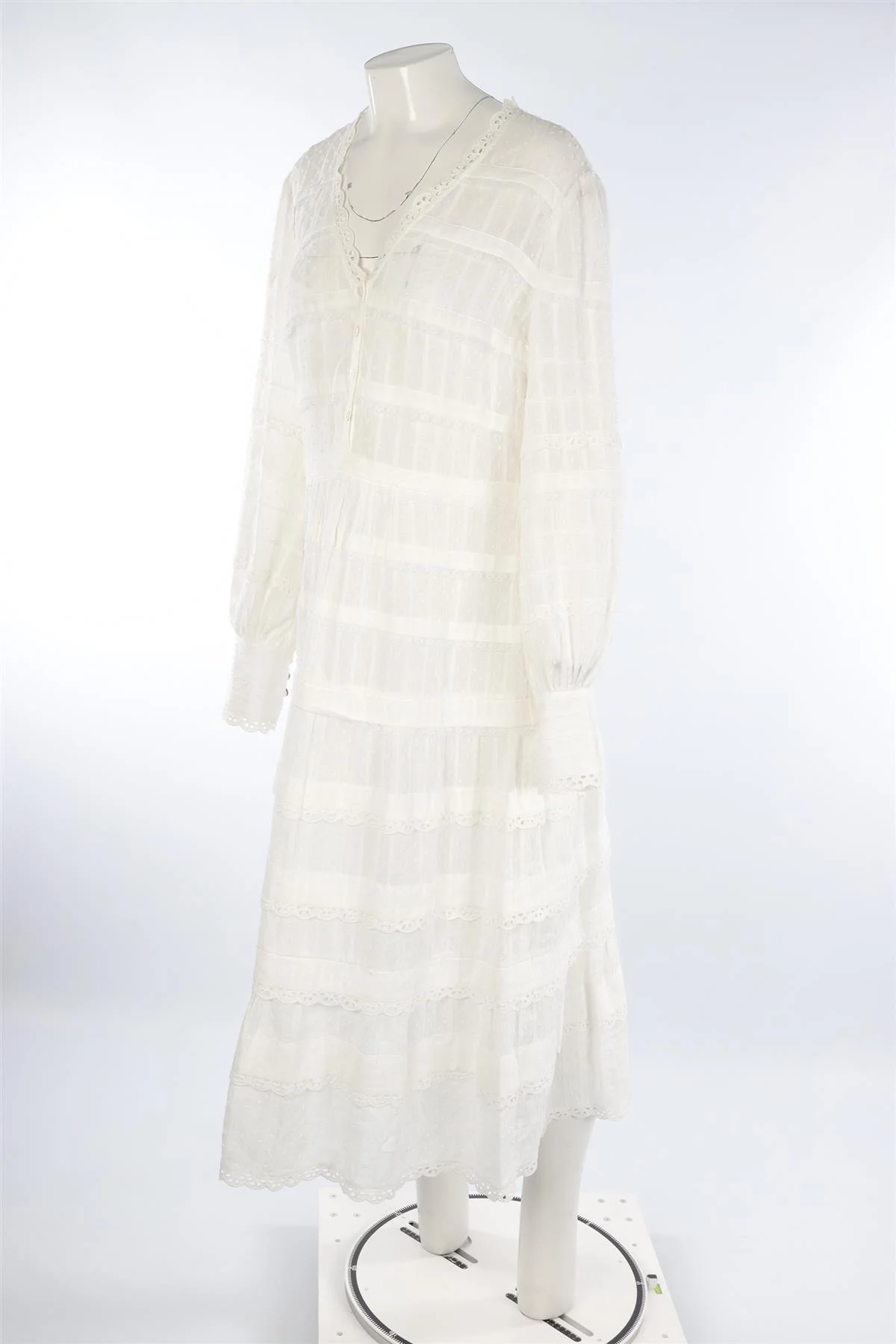 TEMPERLEY LONDON WHITE COTTON MAXI DRESS UK 16 - Image 3