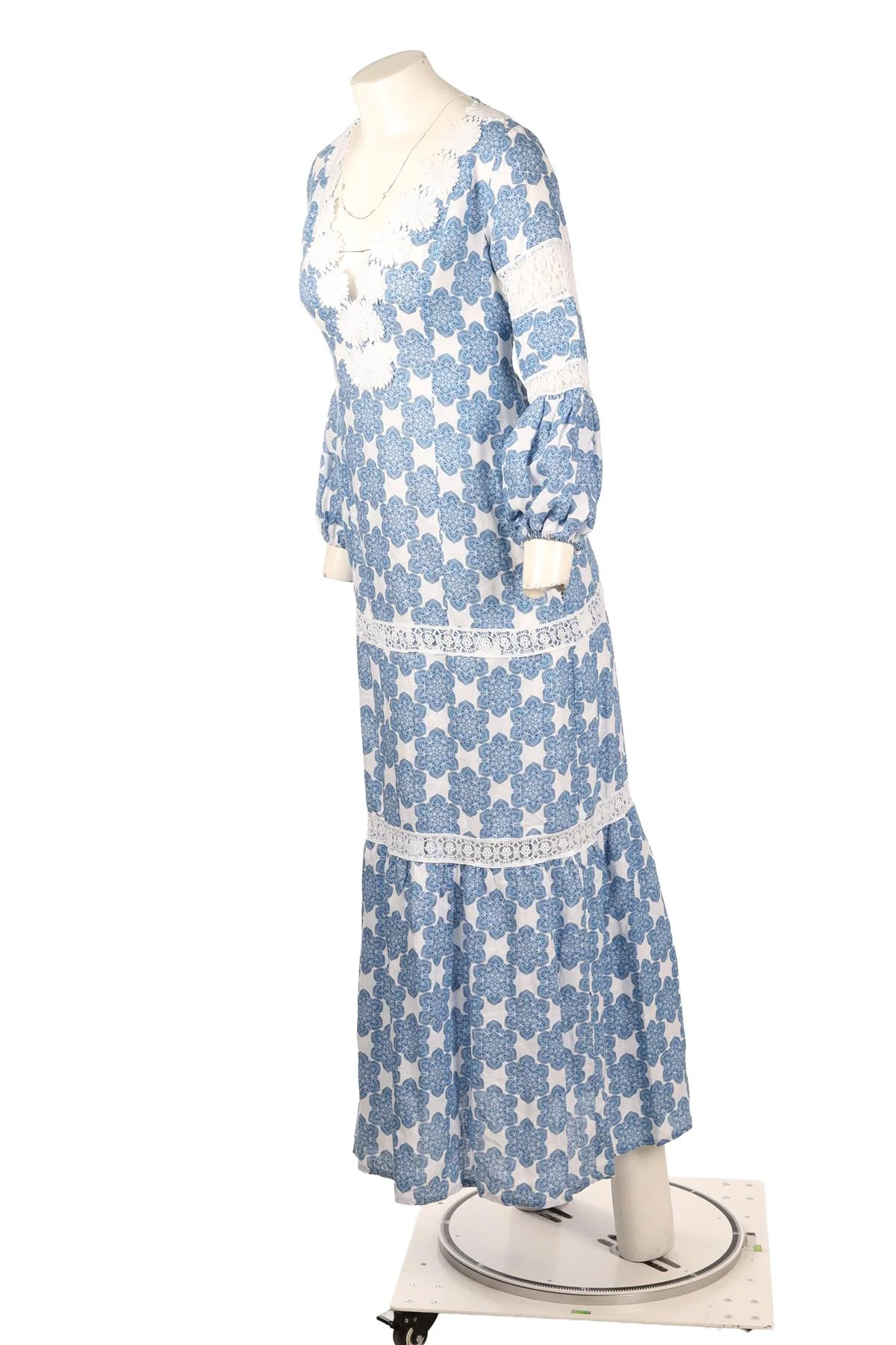 TEMPTATION POSITANO BLUE LINEN MAXI DRESS XSMALL - Image 3