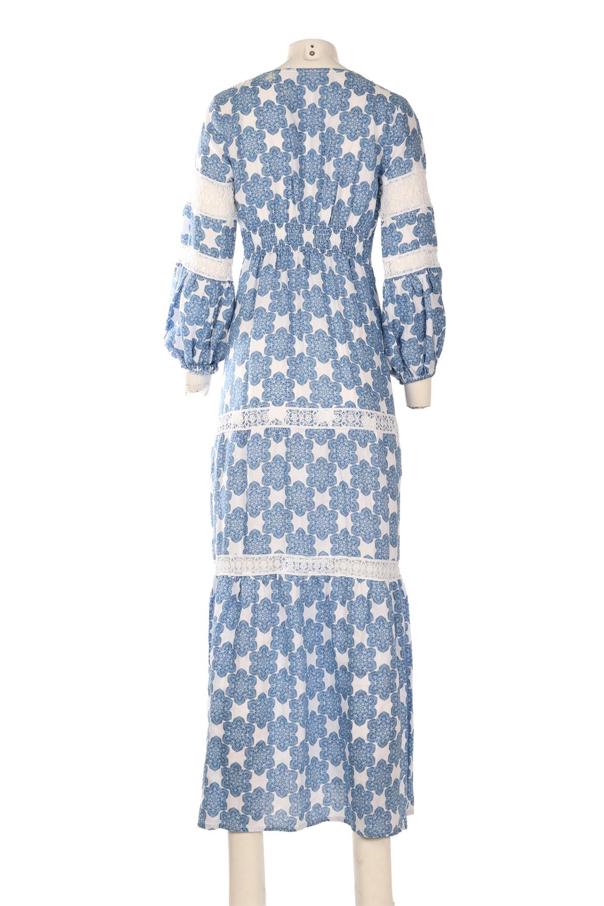TEMPTATION POSITANO BLUE LINEN MAXI DRESS XSMALL - Image 4