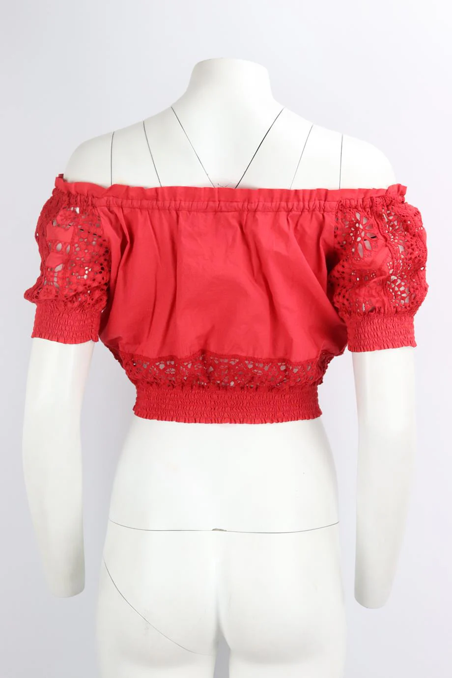 TEMPTATION POSITANO OFF THE SHOULDER CROPPED CROCHETED COTTON TOP MEDIUM - Image 4