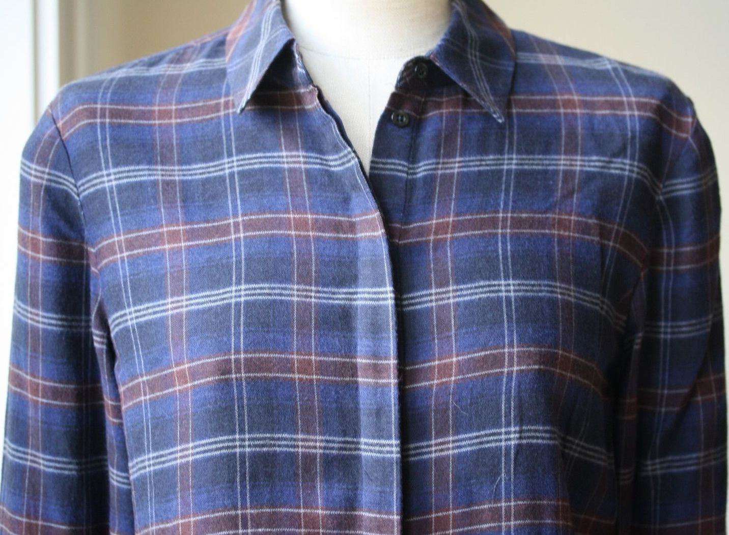 THAKOON ADDITION PLAID FLANNEL OPEN-BACK SHIRT US 2 UK 6 - Image 10