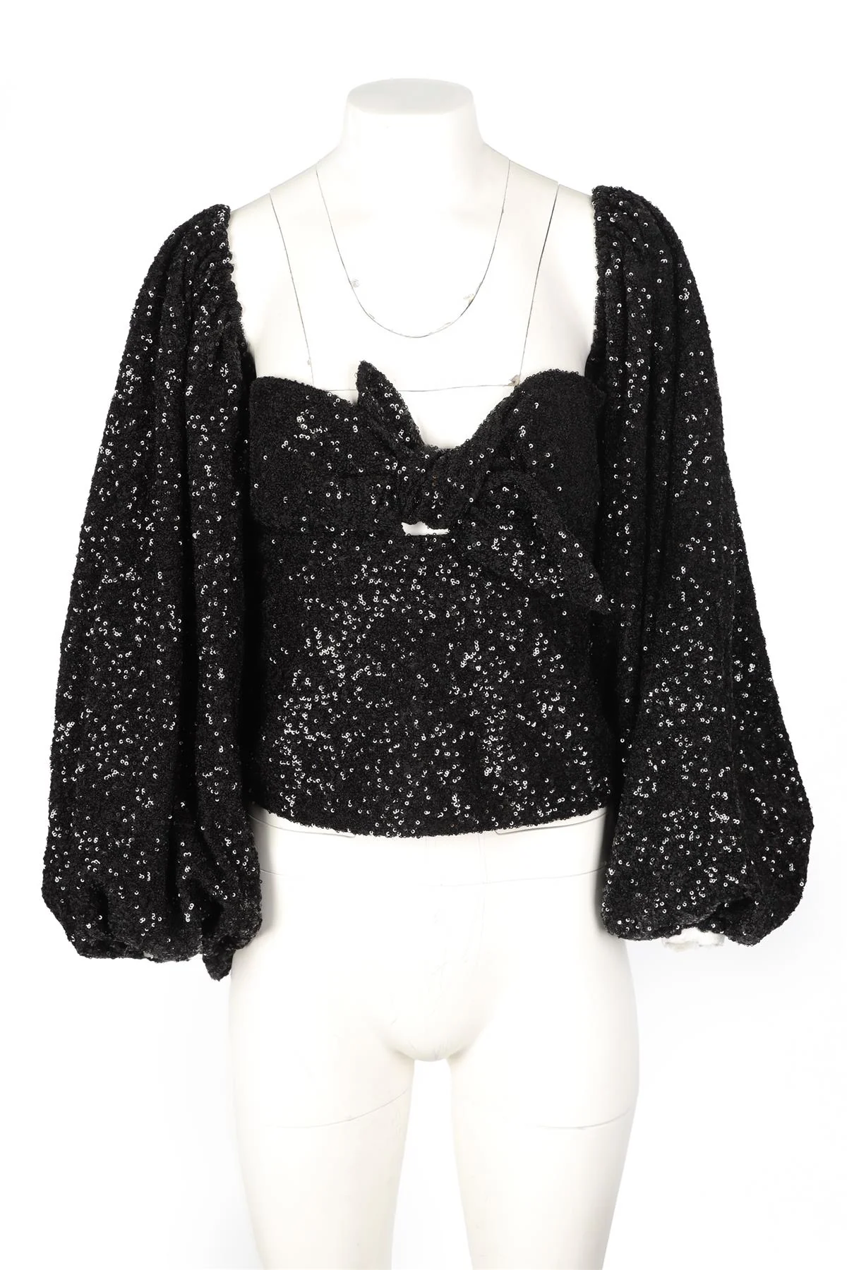 THE ATTICO BLACK SEQUIN TOP IT 38 UK 6 - Image 3