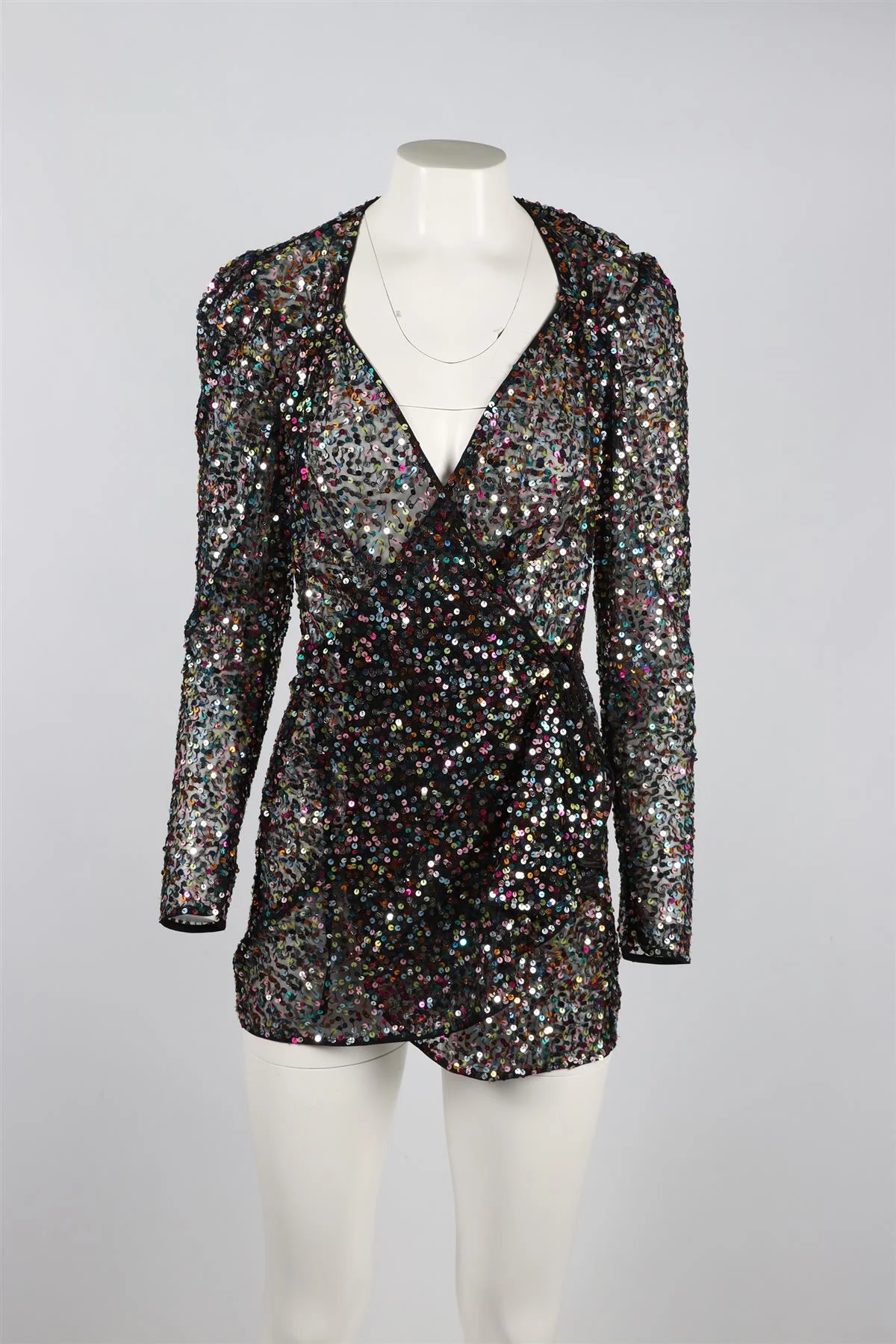 THE ATTICO SEQUIN AND MESH MINI DRESS IT 40 UK 8 - Image 2