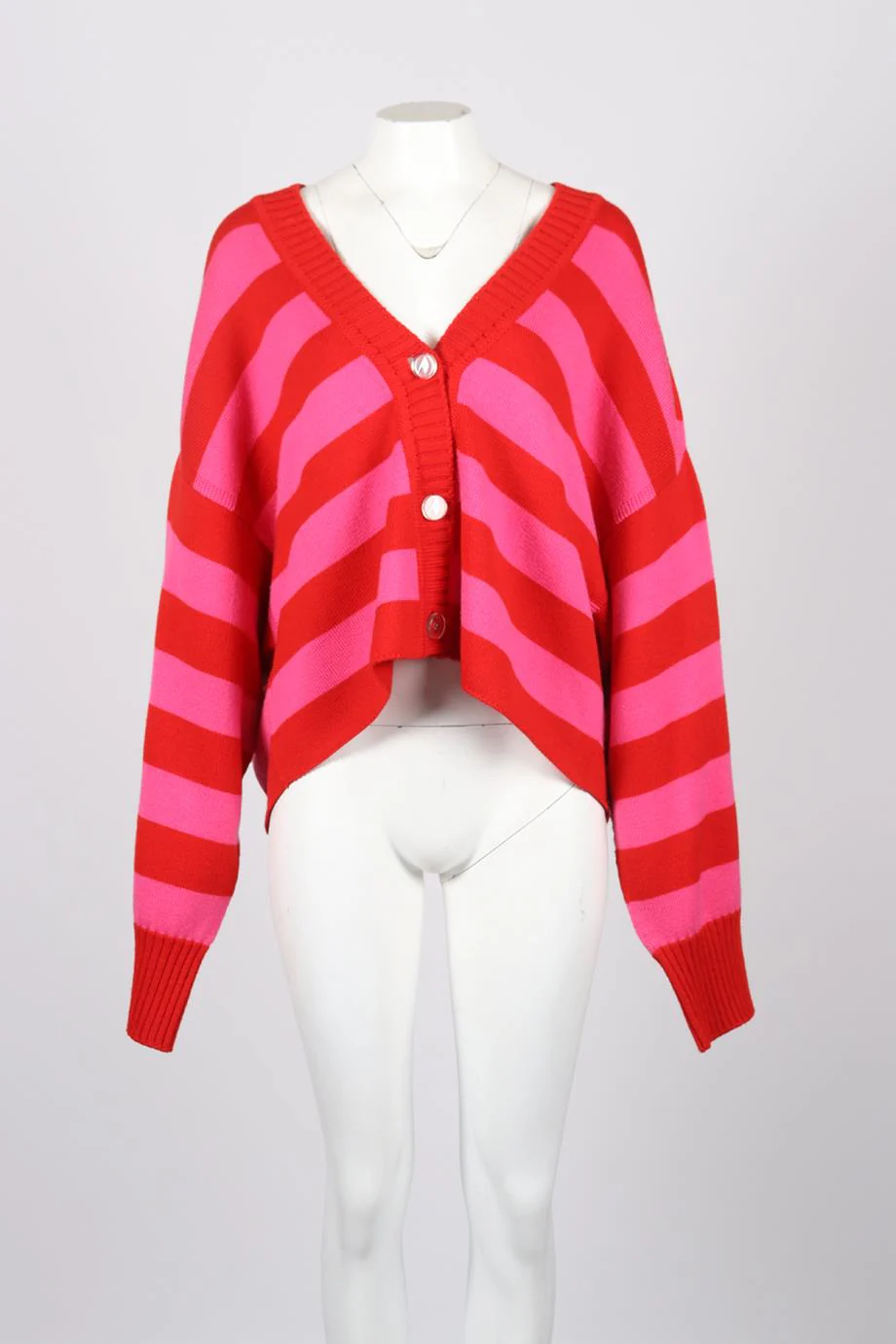 THE ATTICO STRIPPED WOOL CARDIGAN SMALL - Image 2