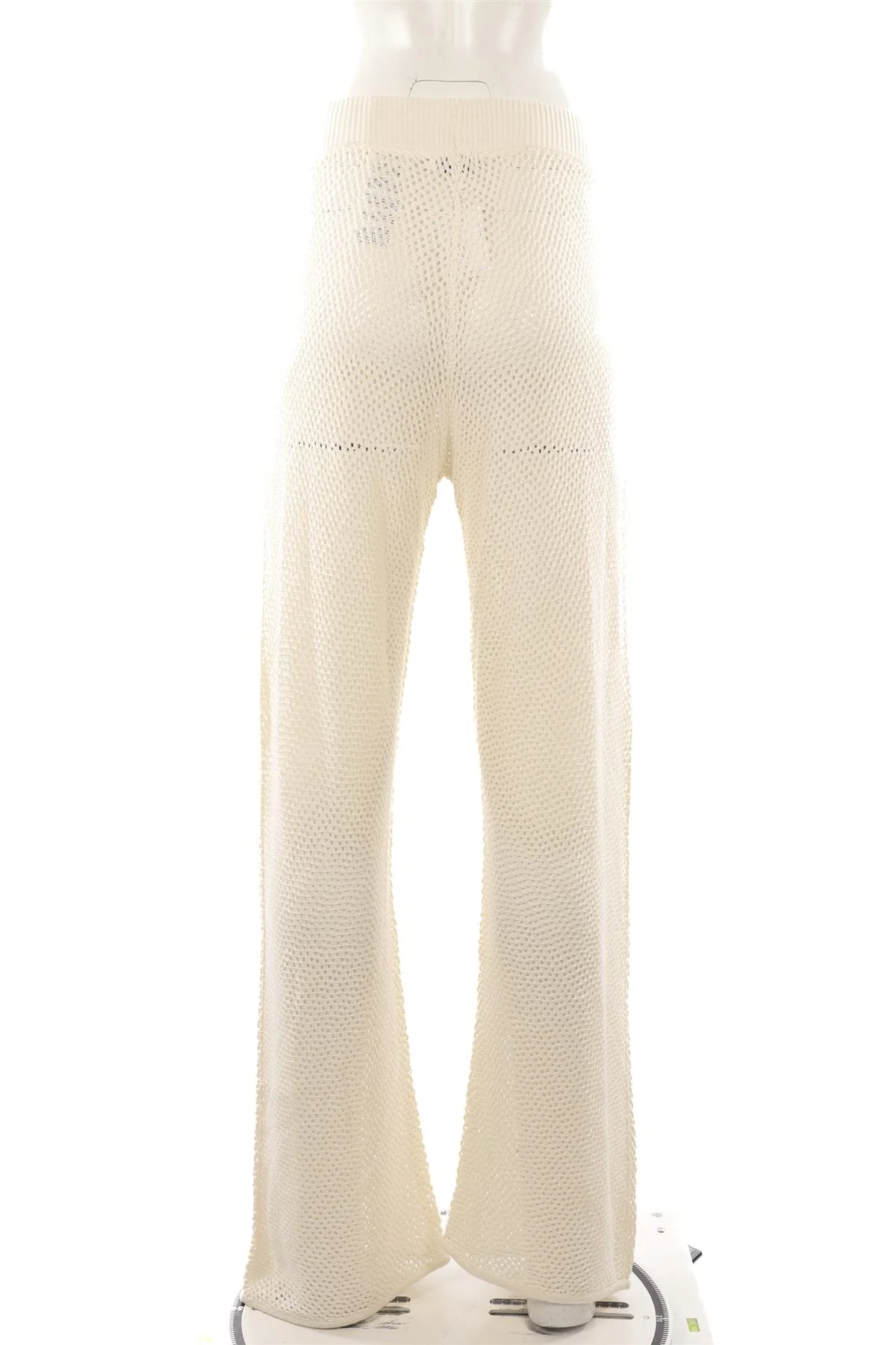 THE BANK IVORY CROCHET FLARED PANTS LARGE - Image 4