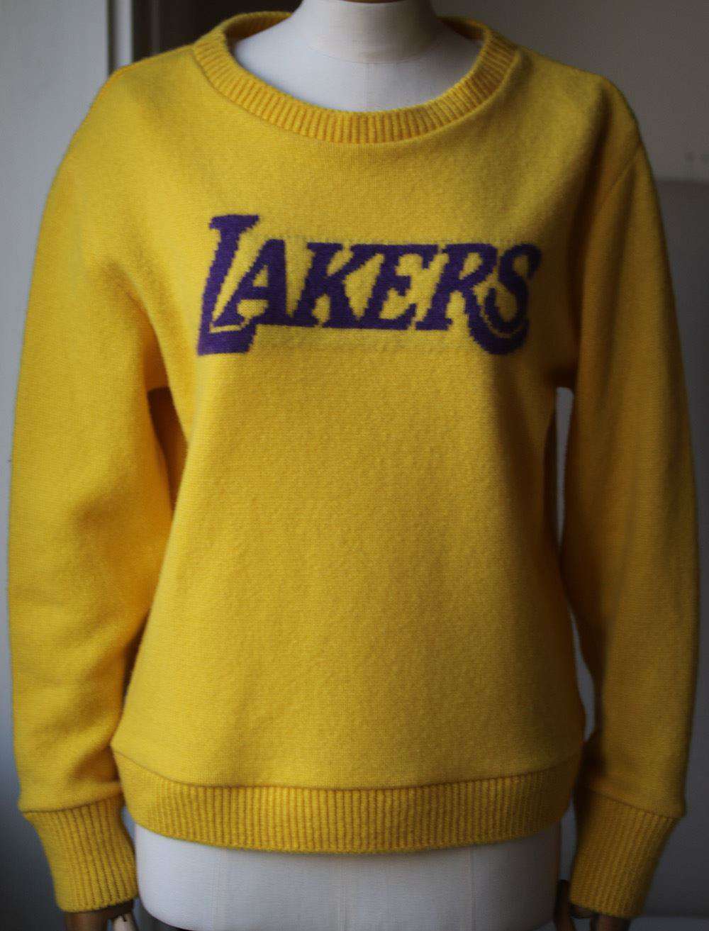 THE ELDER STATESMAN NBA LAKERS LOGO CASHMERE SWEATER SMALL - Image 3