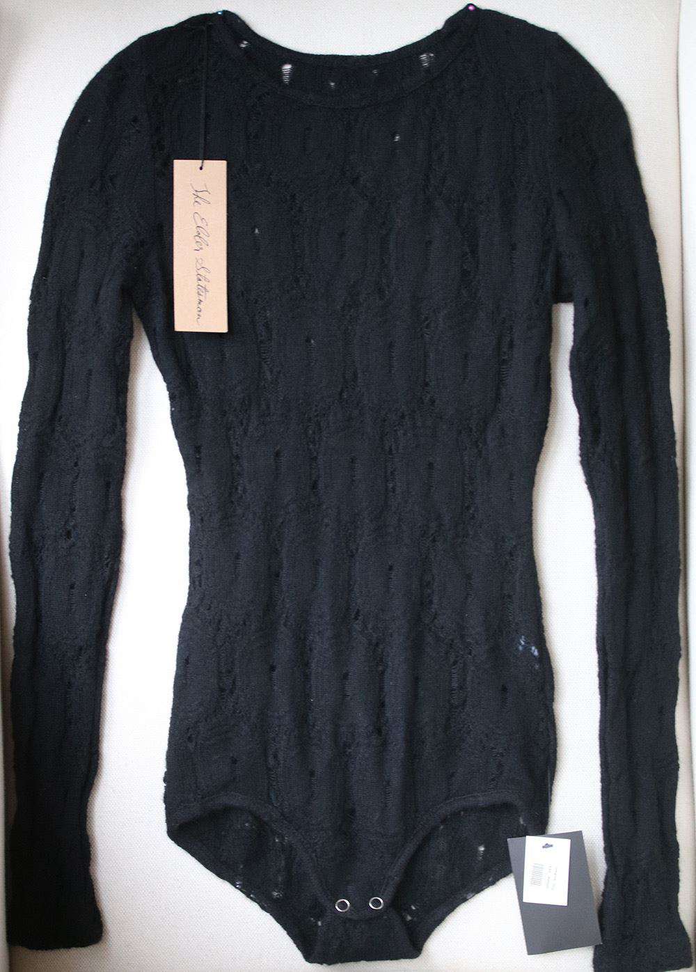THE ELDER STATESMAN OPEN KNIT CASHMERE BODYSUIT MEDIUM - Image 3