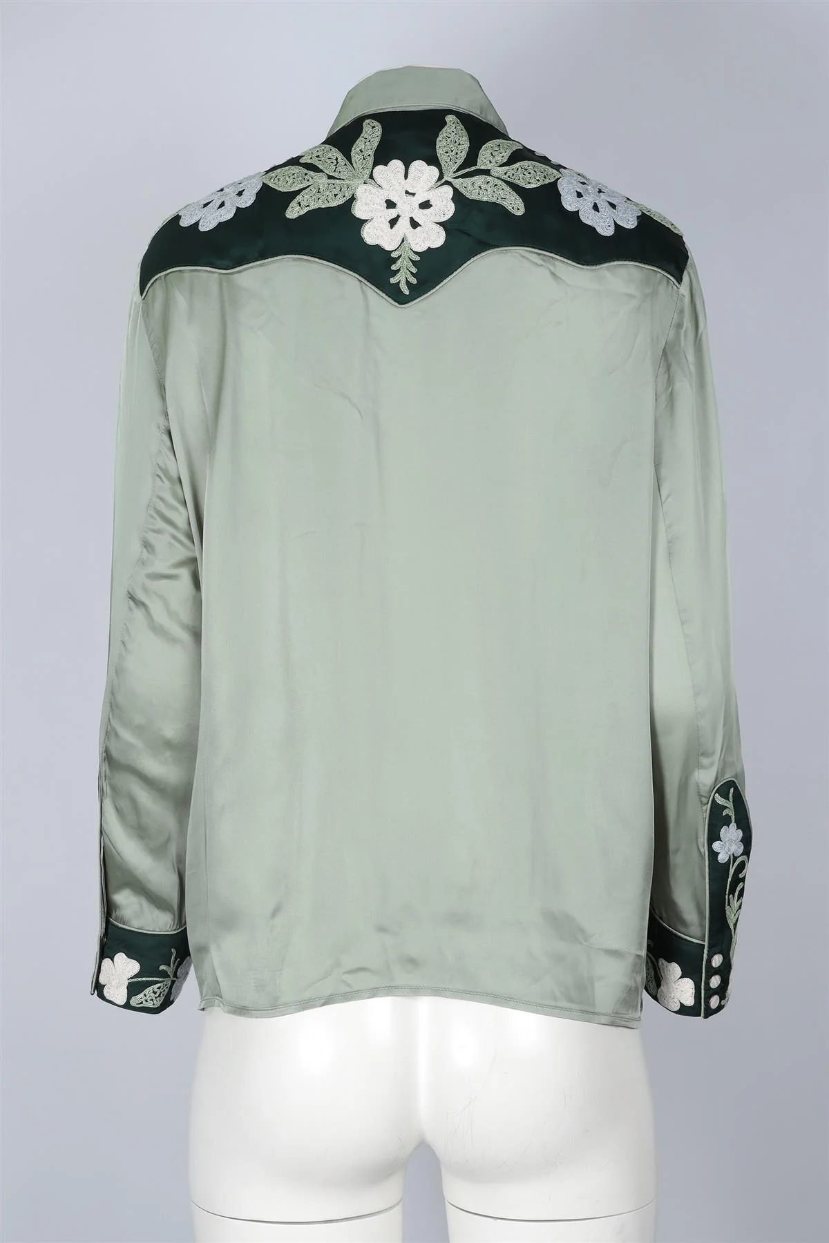 THE GREAT GREEN SATIN SHIRT UK 8 - Image 4