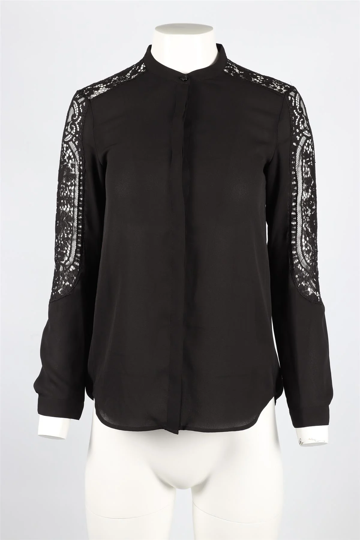 THE KOOPLES BLACK CHIFFON AND LACE SHIRT SIZE XS - Image 2