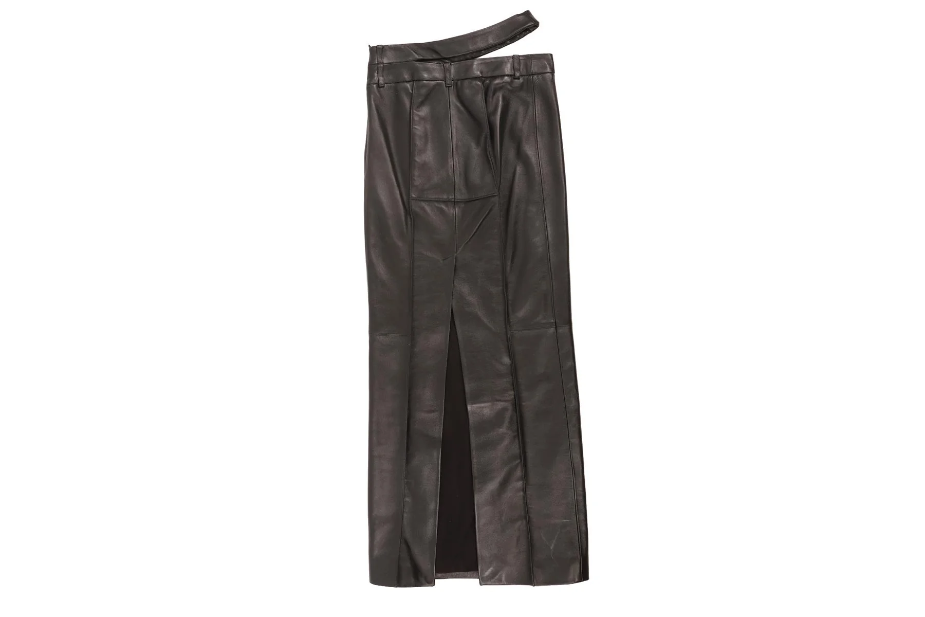 THE MANNEI BLACK LEATHER MAXI SKIRT FR 36 UK 8 - Image 4