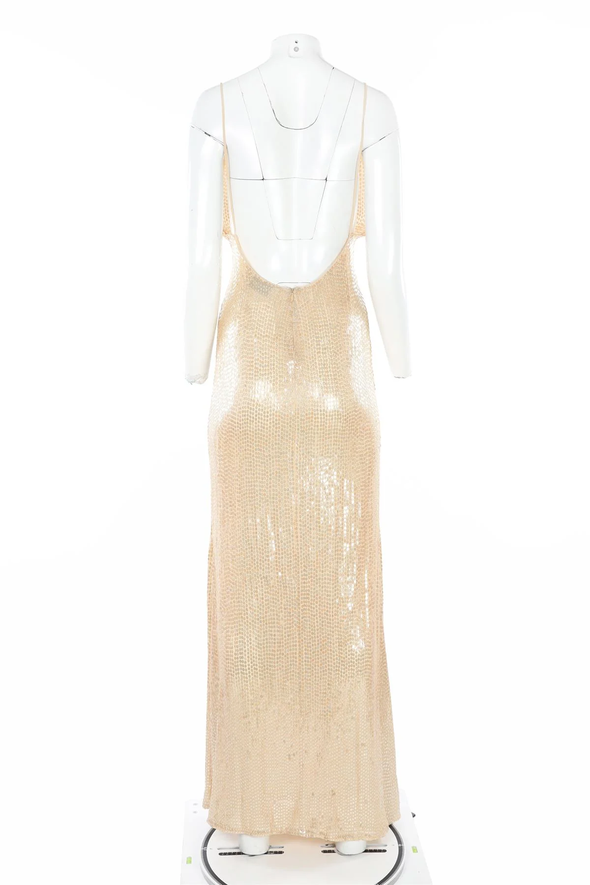 THE NEW ARRIVALS ILKYAZ OZEL BEIGE SEQUIN MAXI DRESS FR 34 UK 6 - Image 4