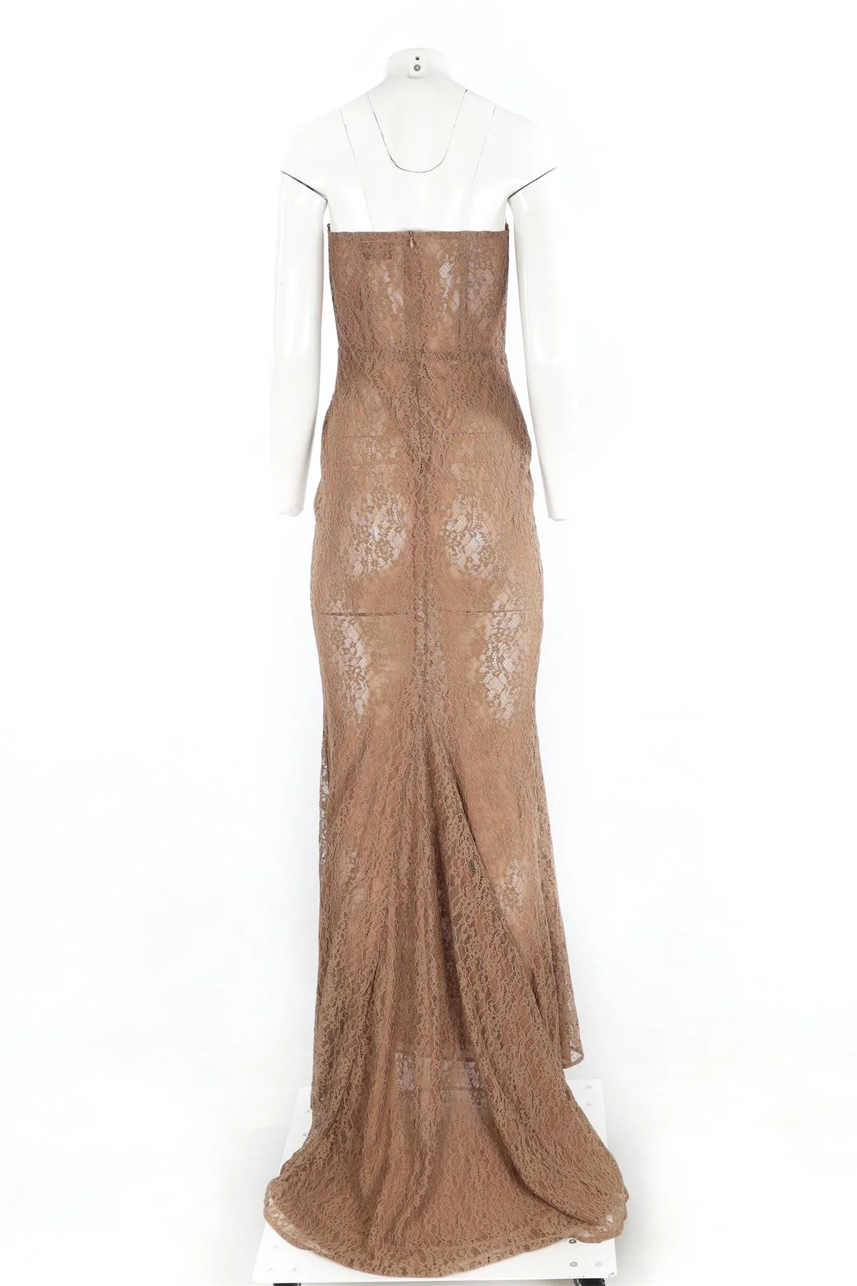 THE NEW ARRIVALS ILKYAZ OZEL BROWN LACE MAXI DRESS IT 36 UK 4 - Image 4