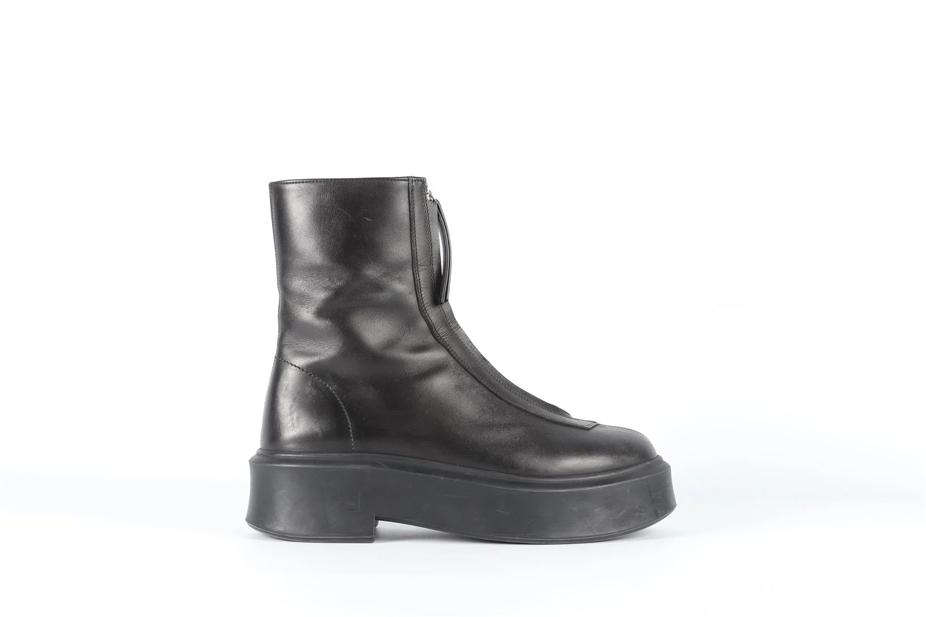 THE ROW BLACK LEATHER ANKLE BOOTS EU 39 UK 6 US 9 - Image 2