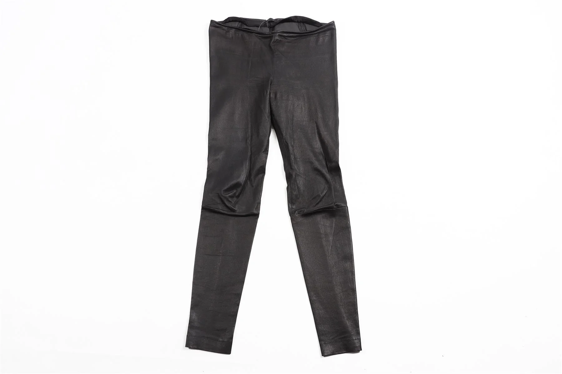 THE ROW BLACK LEATHER SKINNY PANTS LARGE - Image 2