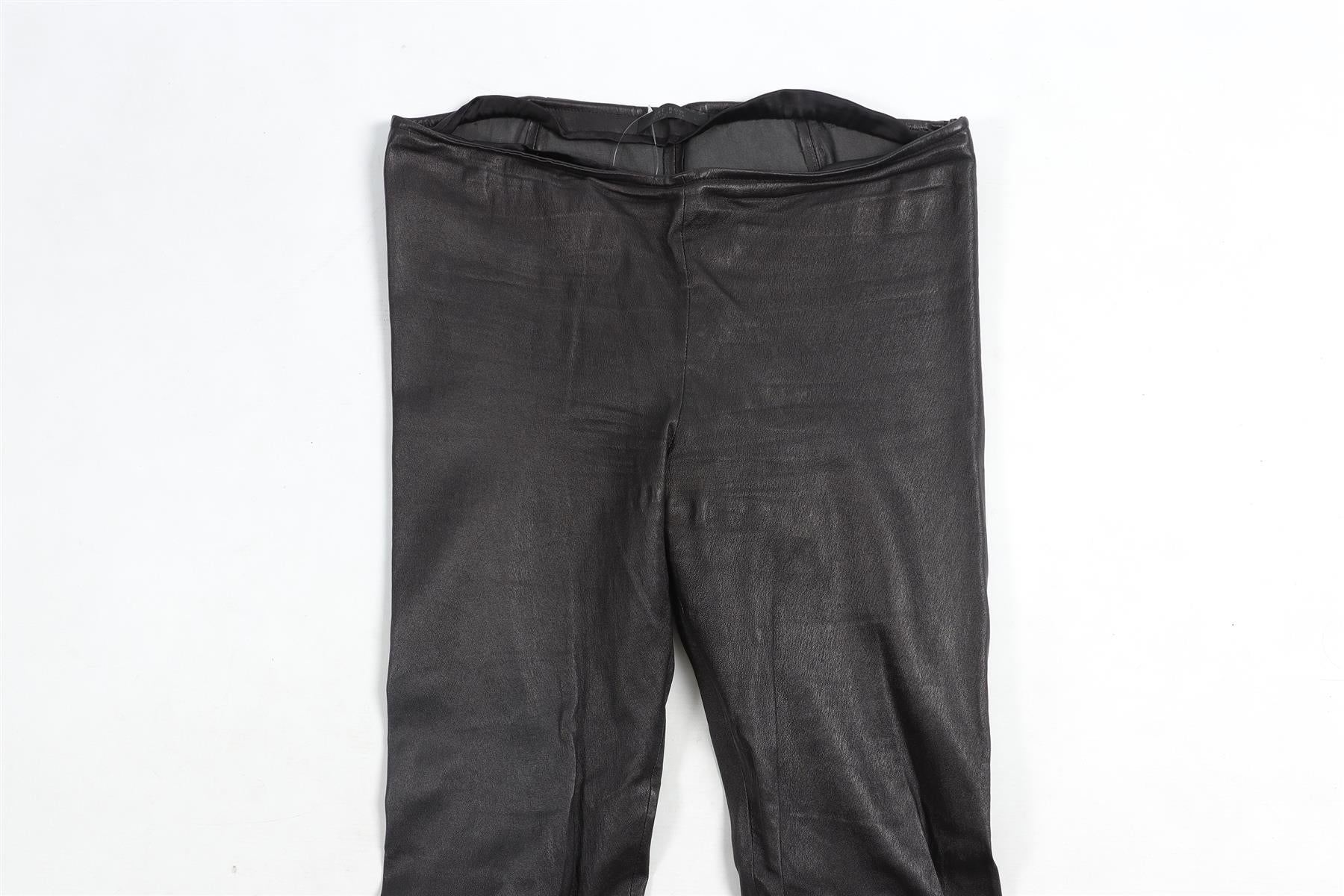 THE ROW BLACK LEATHER SKINNY PANTS LARGE - Image 3