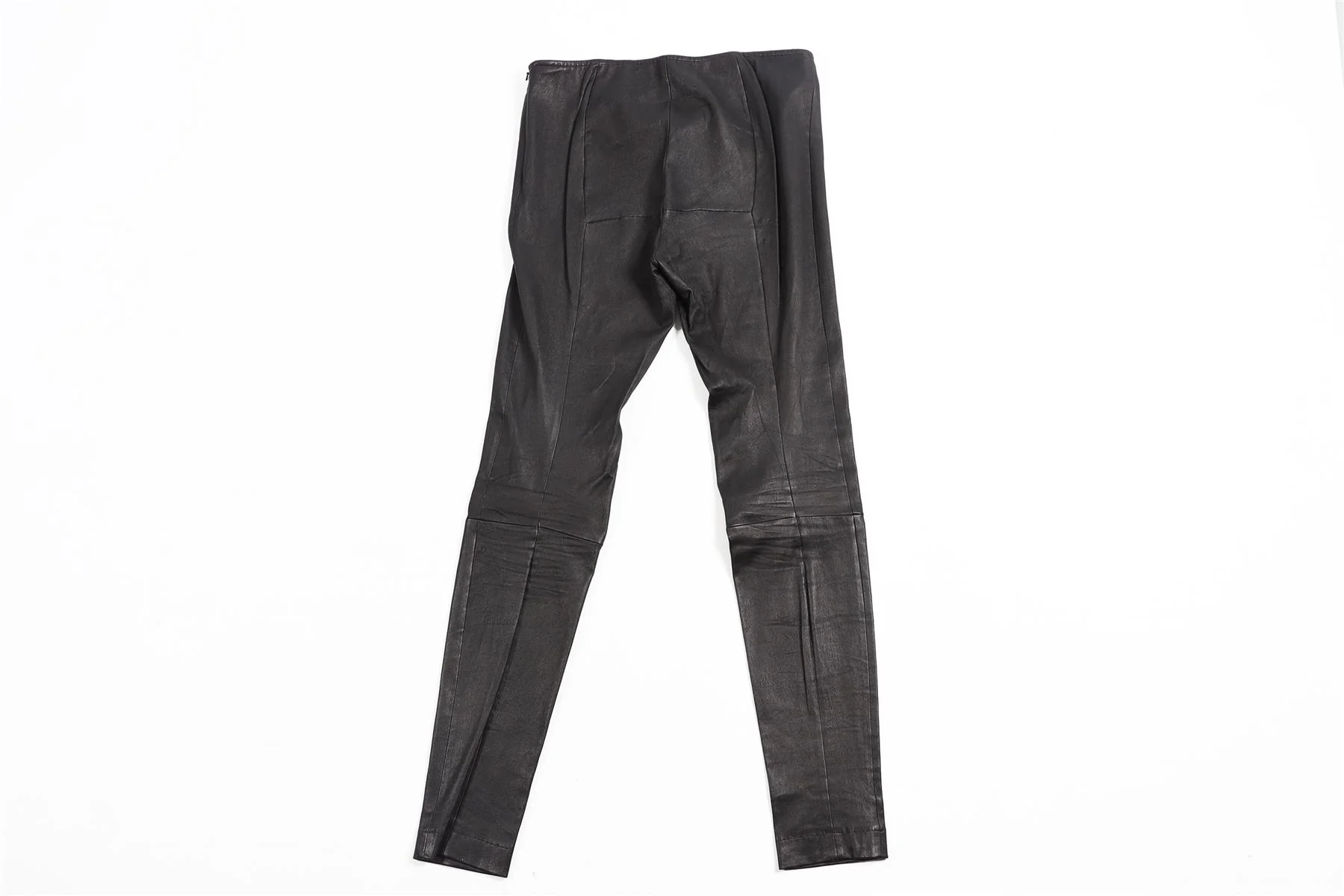 THE ROW BLACK LEATHER SKINNY PANTS LARGE - Image 4