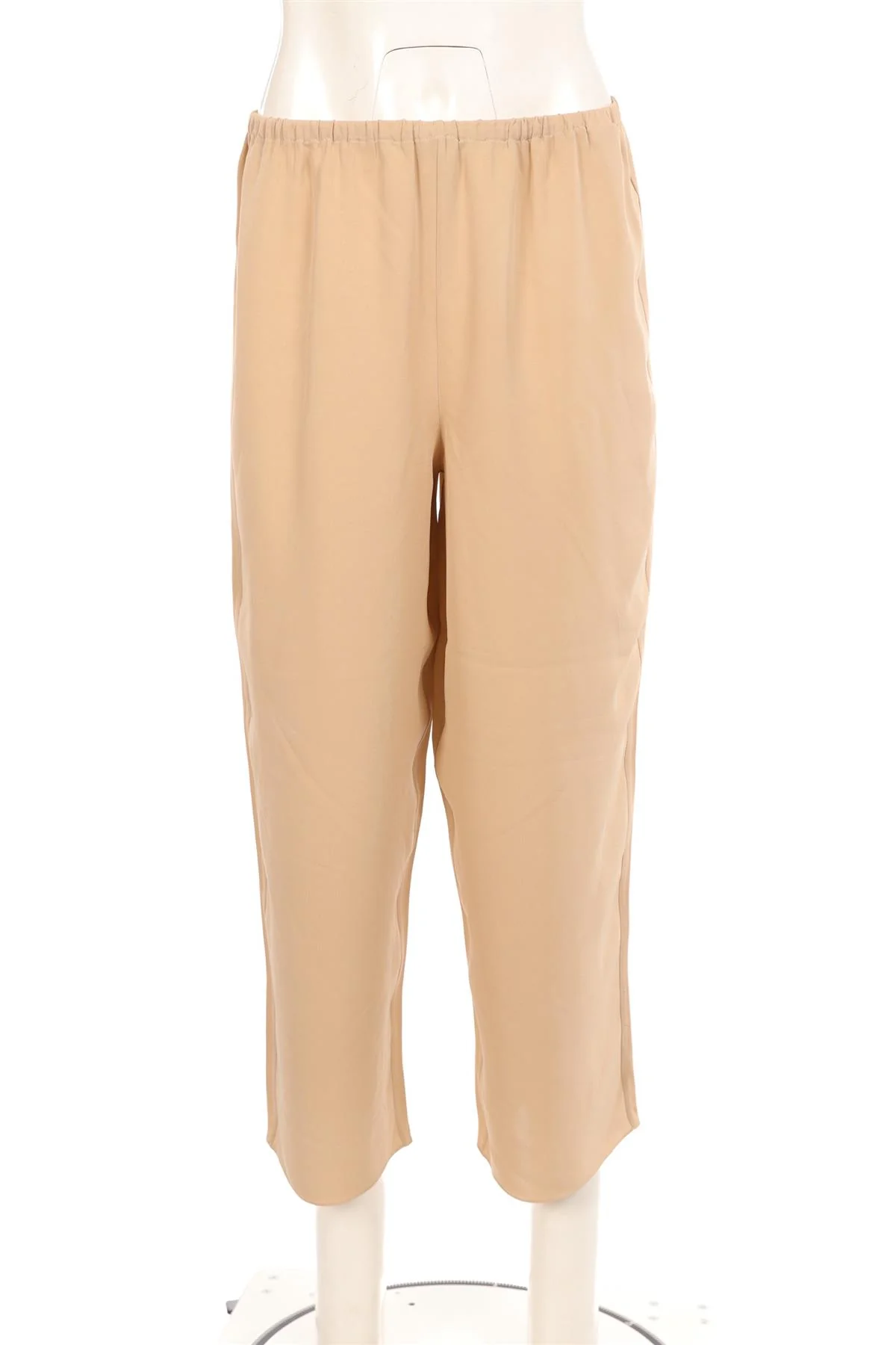 THEORY BEIGE SILK WIDE LEG PANTS SMALL - Image 3