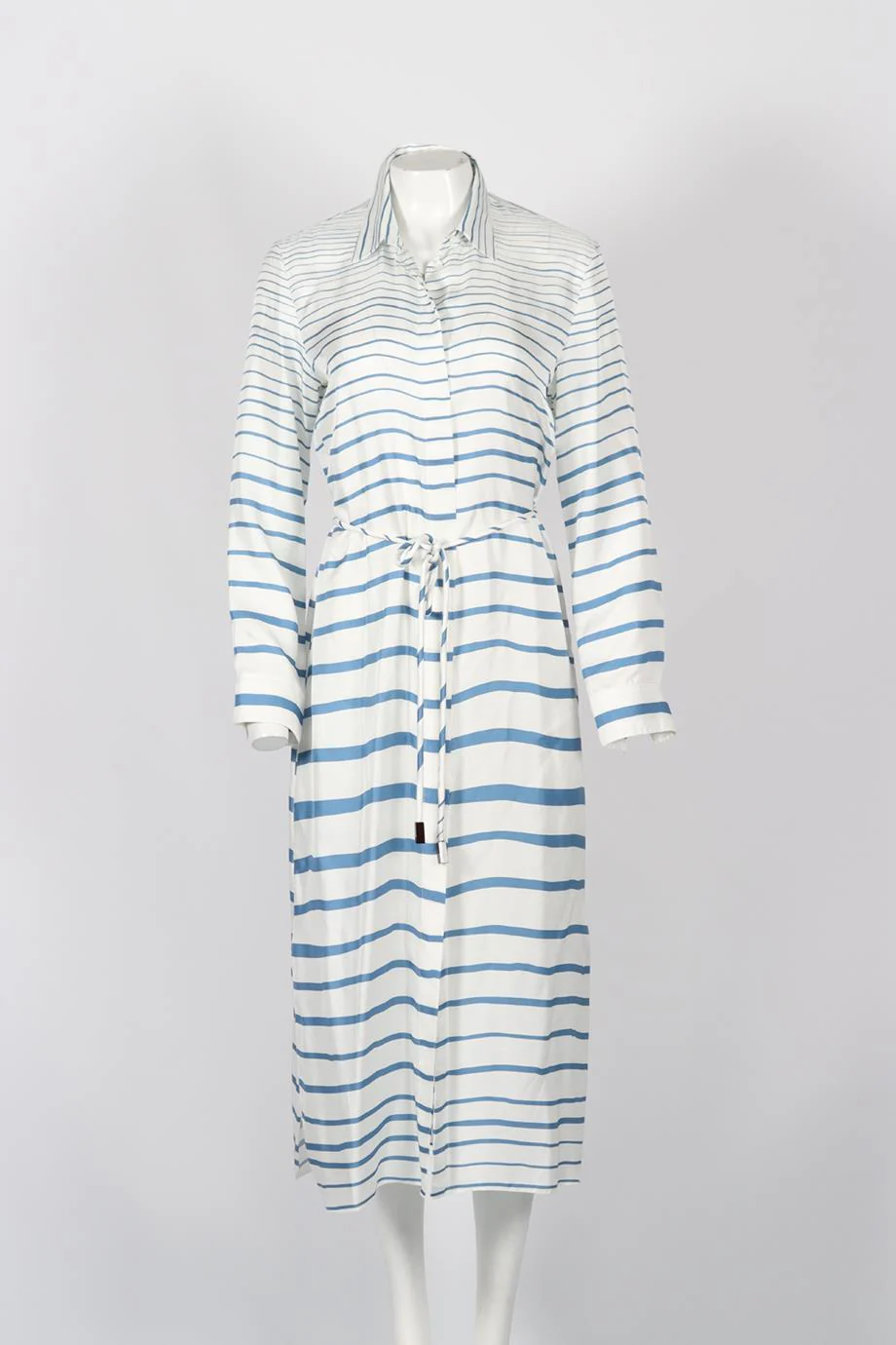 THEORY BELTED STRIPPED SILK MIDI DRESS (COMES WITH SLIP) SMALL - Image 2