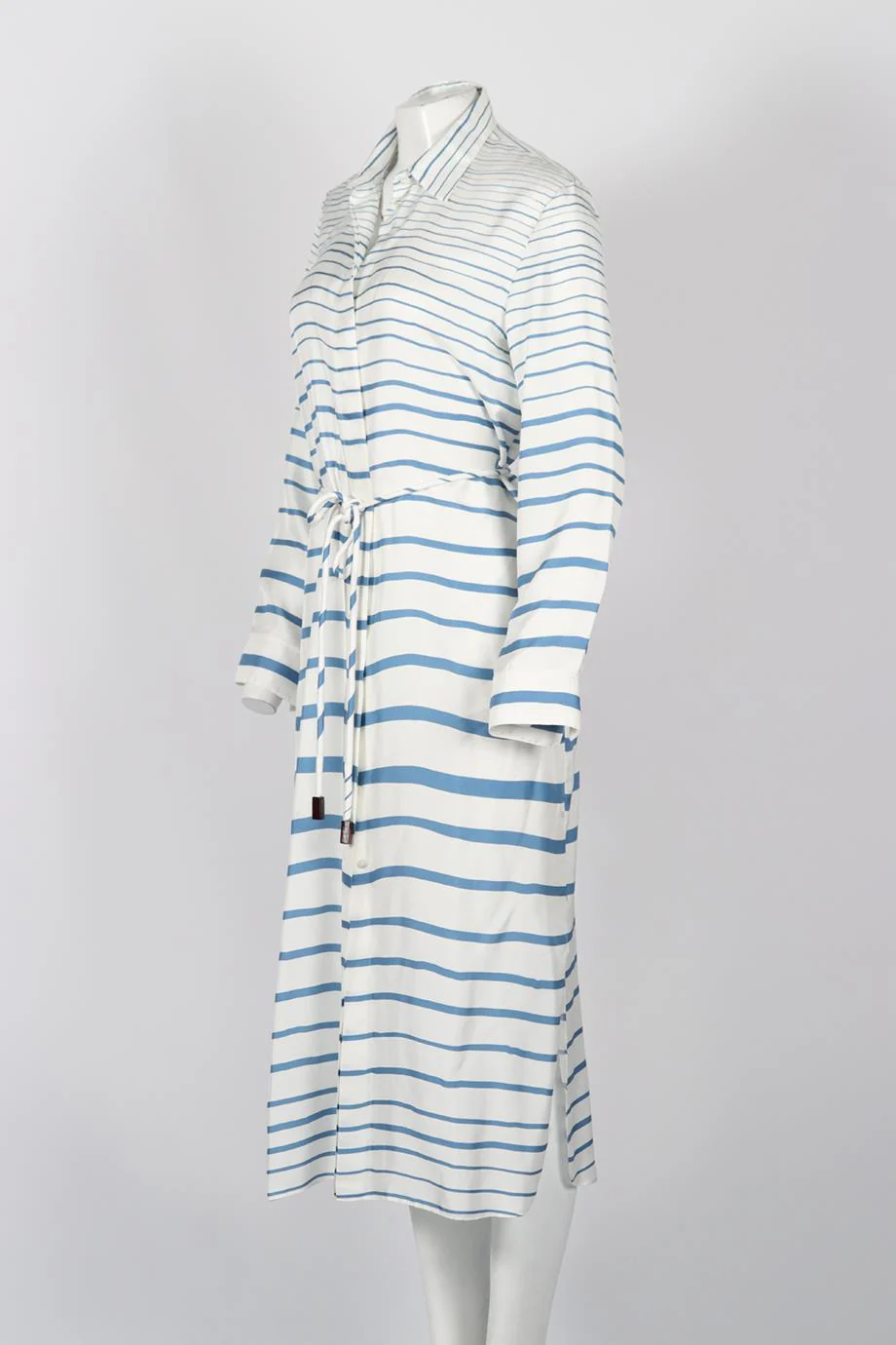 THEORY BELTED STRIPPED SILK MIDI DRESS (COMES WITH SLIP) SMALL - Image 3