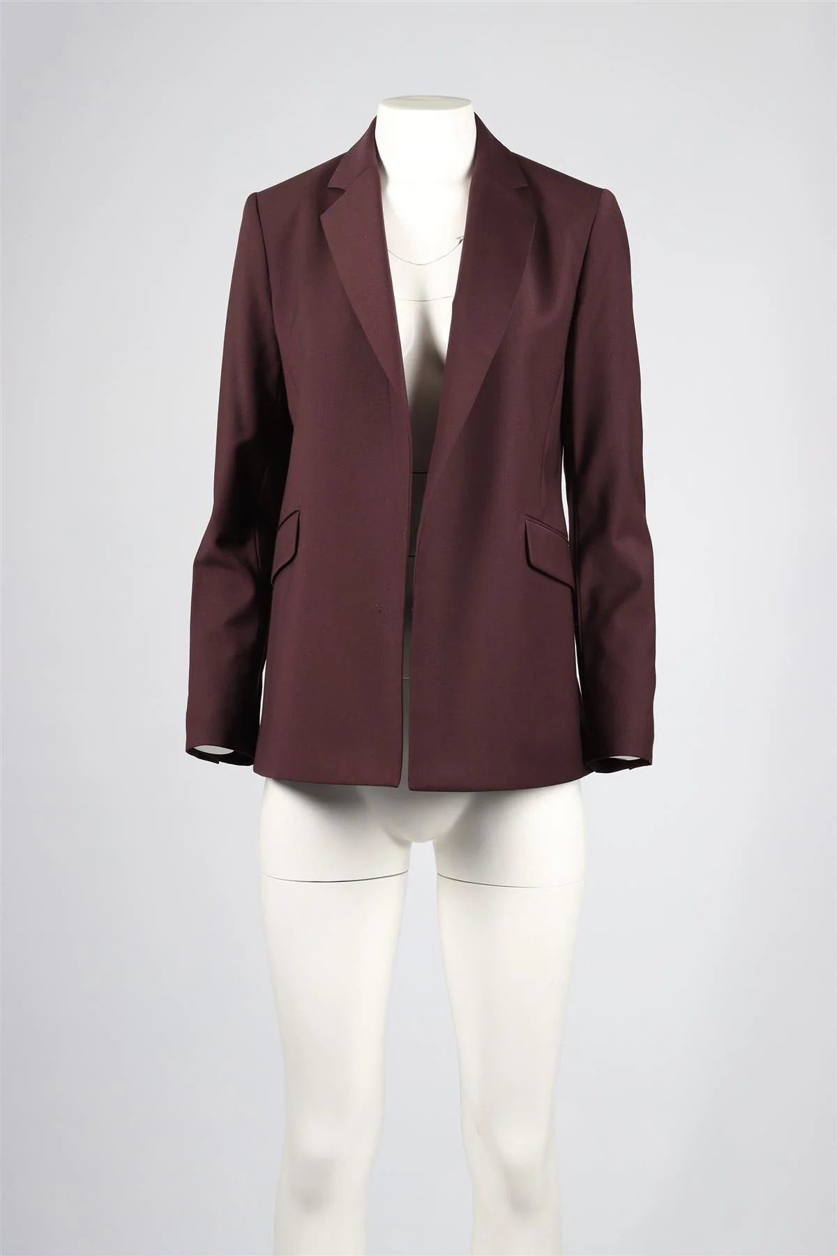 THEORY BURGUNDY WOOL BLEND BLAZER US 4 UK 8 - Image 2