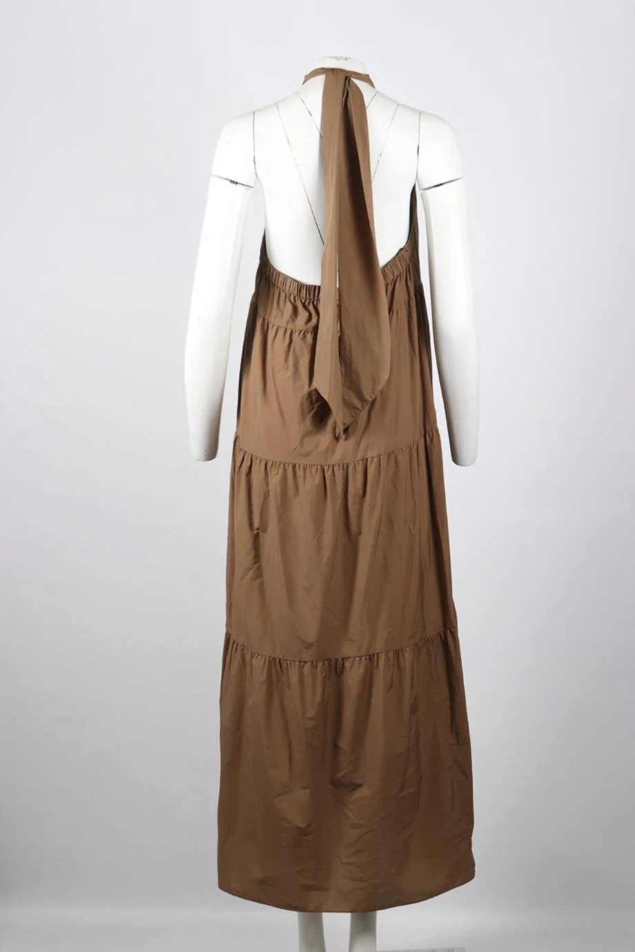 THEORY COTTON BLEND HALTERNECK MAXI DRESS MEDIUM - Image 4