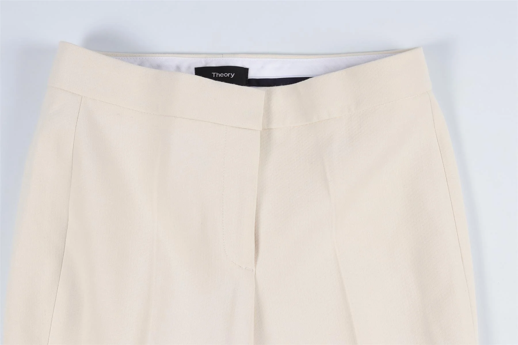 THEORY CREAM WOVEN STRAIGHT LEG TROUSERS US 0 UK 4 - Image 3
