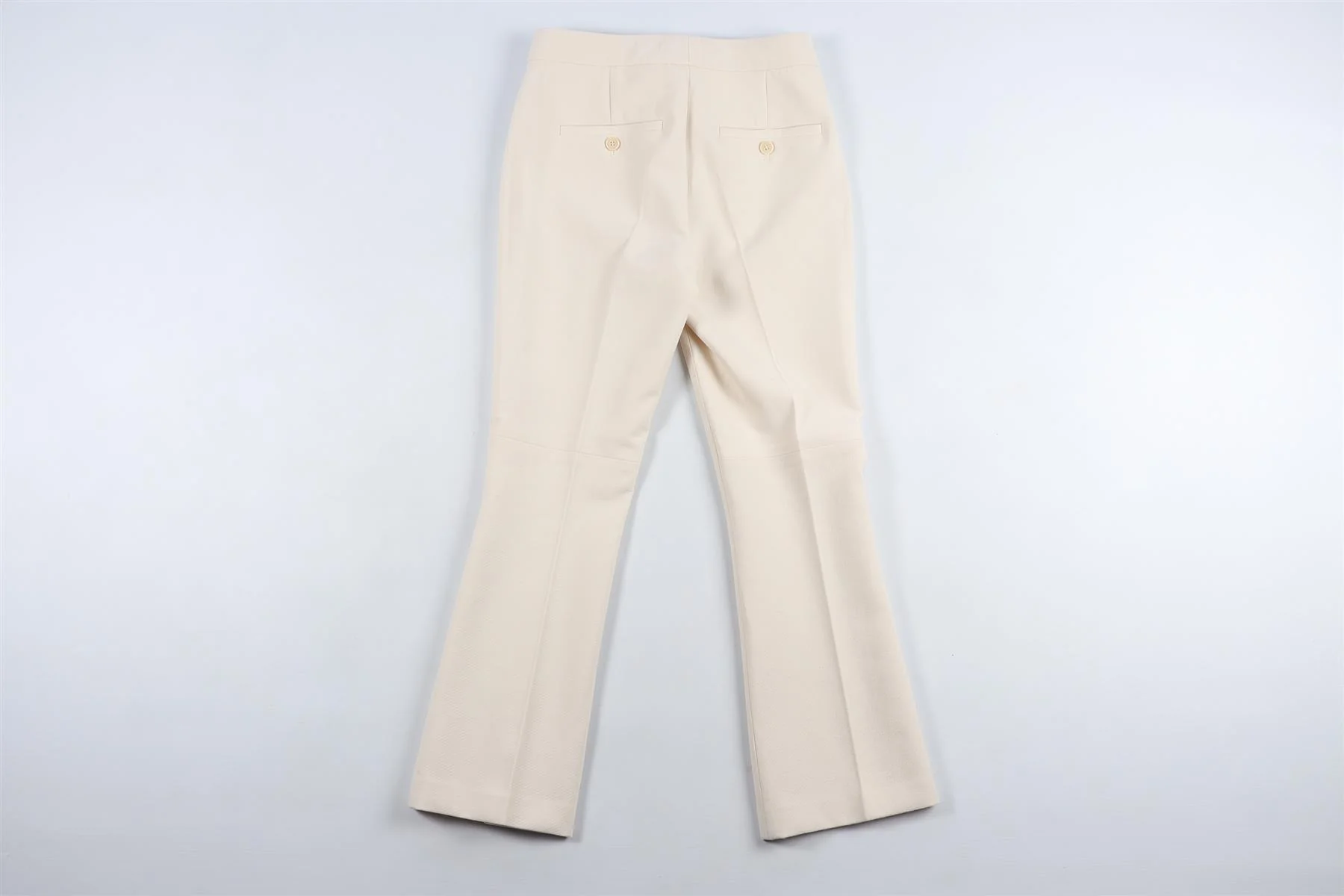 THEORY CREAM WOVEN STRAIGHT LEG TROUSERS US 0 UK 4 - Image 4
