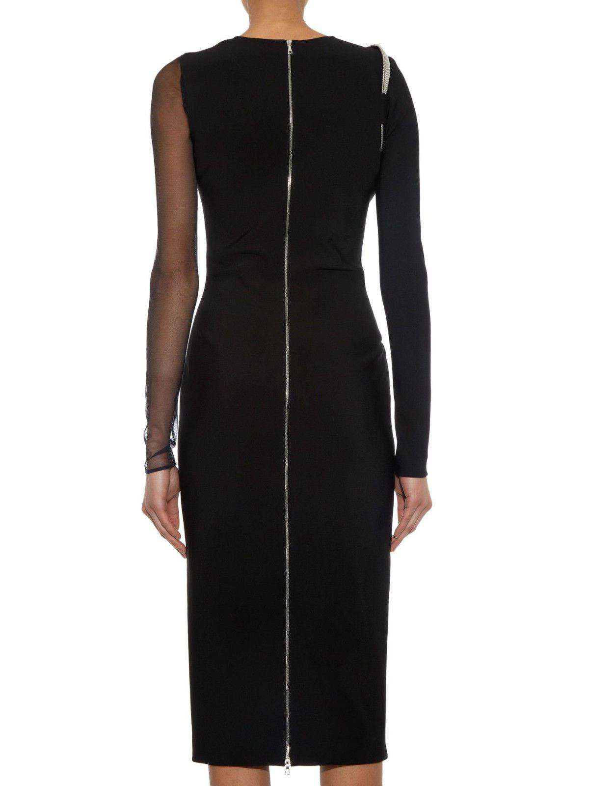 THIERRY MUGLER MESH PANEL CHAIN DETAIL STRETCH DRESS FR 36 UK 8 - Image 5