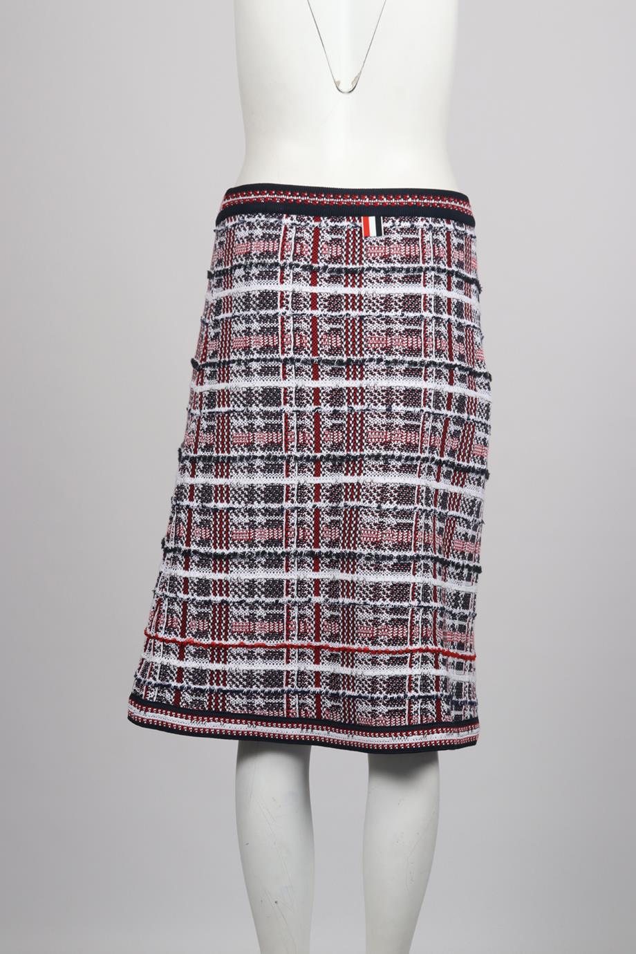 THOM BROWNE CHECKED COTTON BLEND MIDI SKIRT IT 42 UK 10 - Image 4