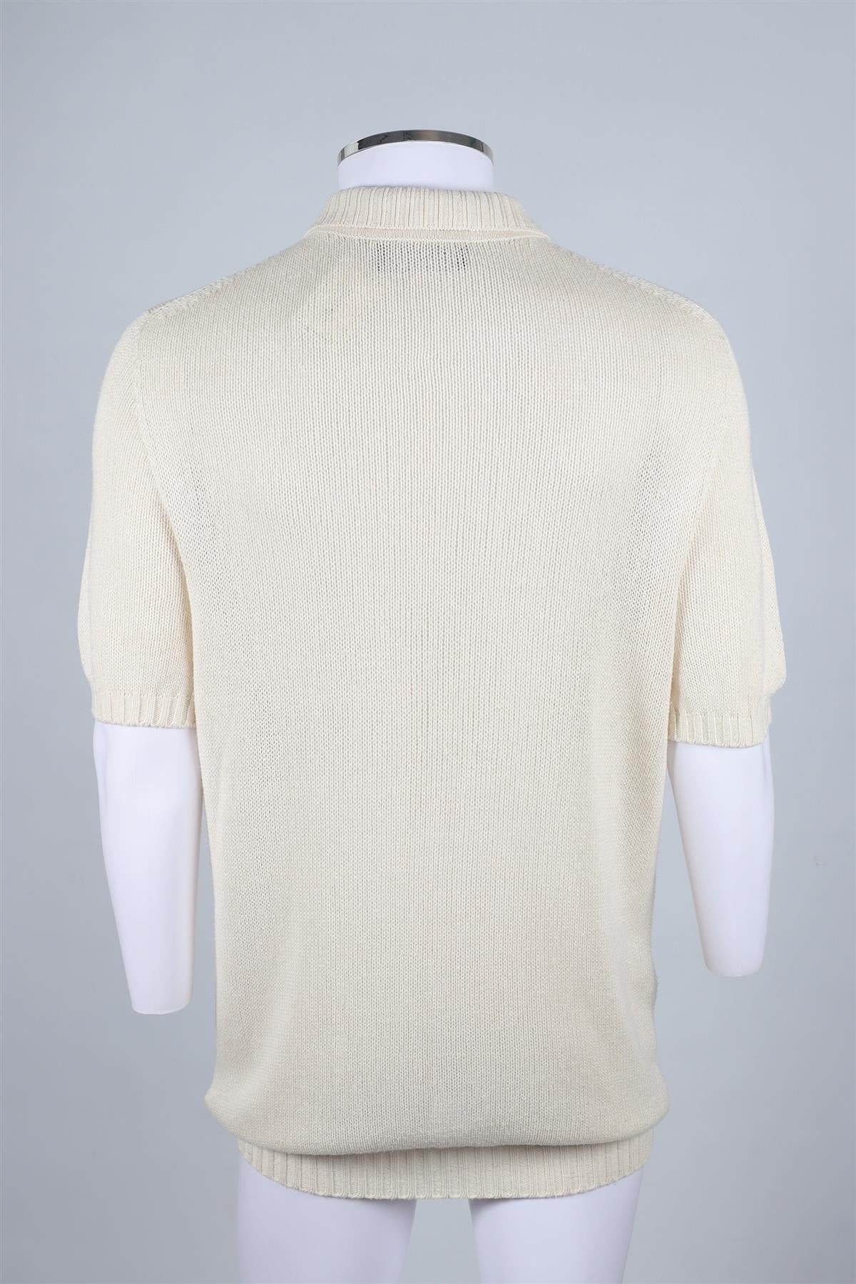 THOM SWEENEY CREAM MEN'S SILK POLO SHIRT LARGE - Image 4