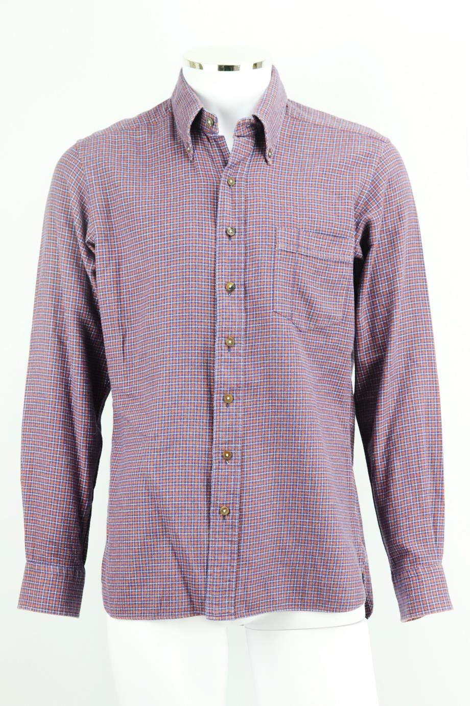 THOM SWEENEY MEN'S CHECKED COTTON FLANNEL SHIRT IT 52 UK/US CHEST 42 - Image 2