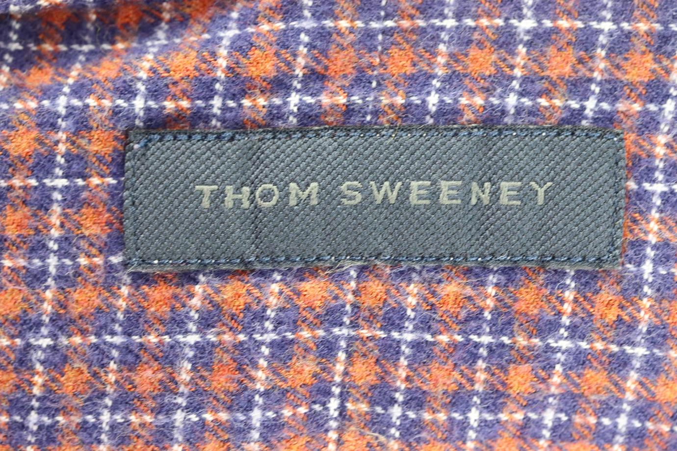 THOM SWEENEY MEN'S CHECKED COTTON FLANNEL SHIRT IT 52 UK/US CHEST 42 - Image 4