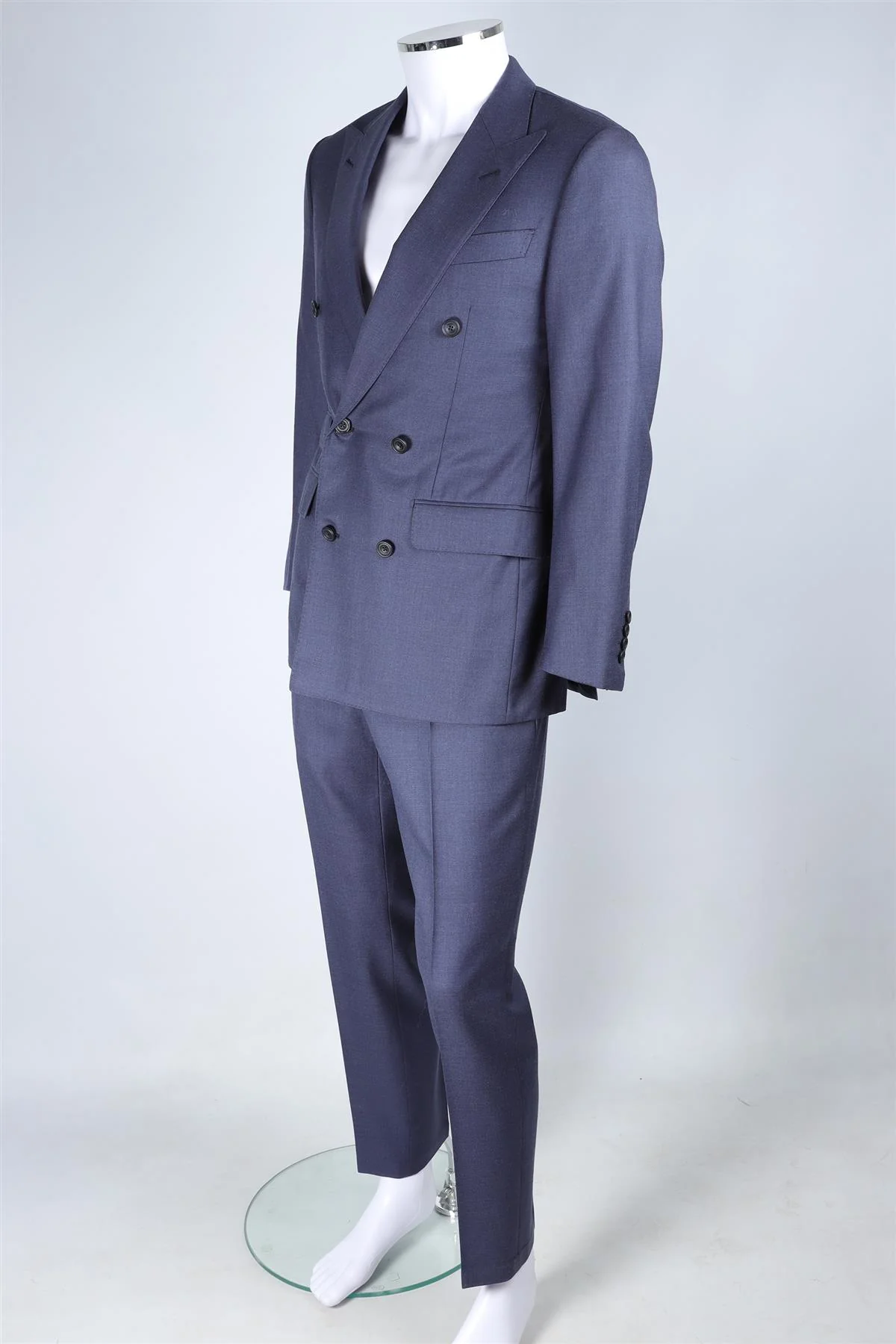 THOM SWEENEY NAVY MEN'S WOOL TWO PIECE SUIT SMALL - Image 3