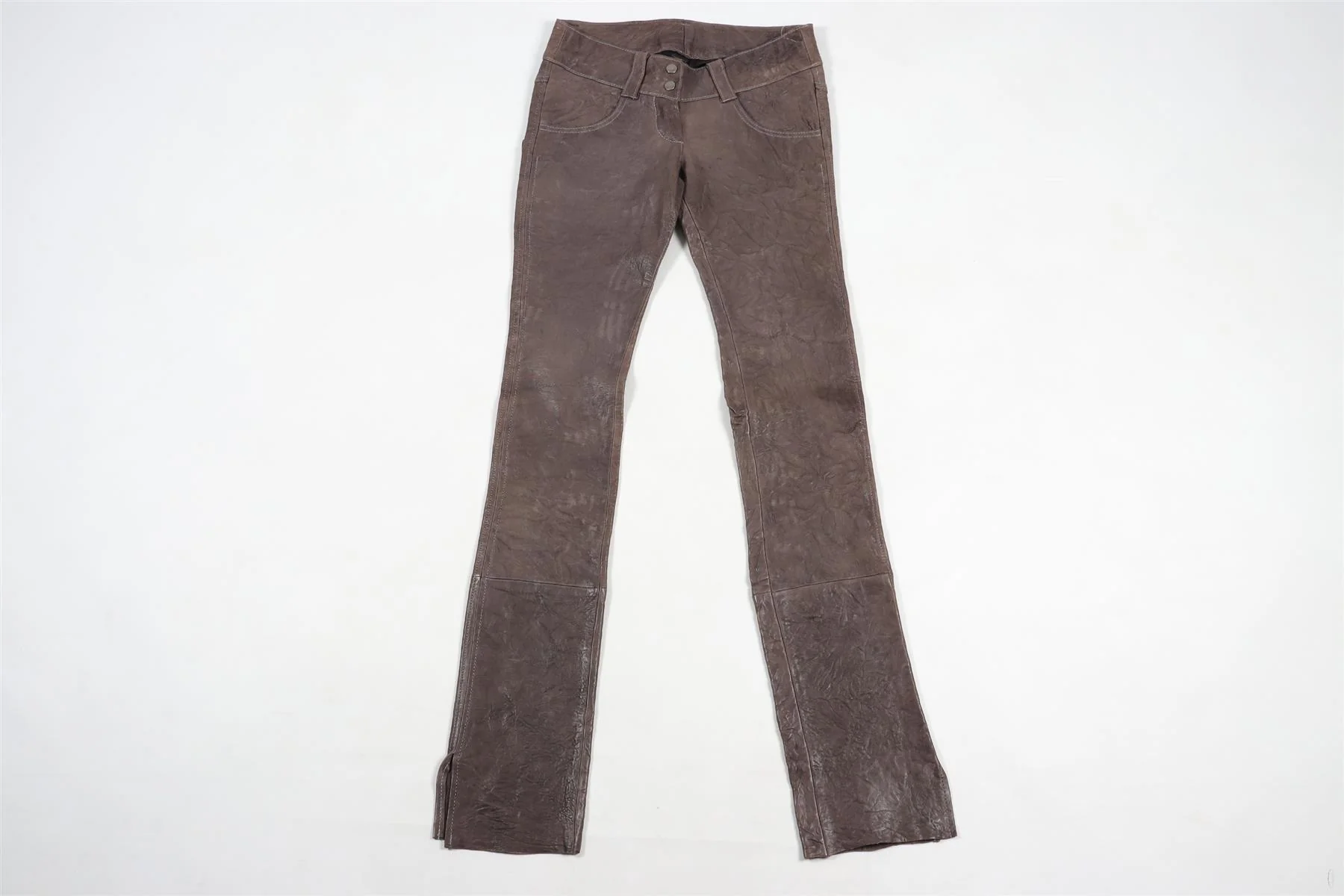 THOMAS WYLDE GREY LEATHER SKINNY PANTS UK 8 - Image 2