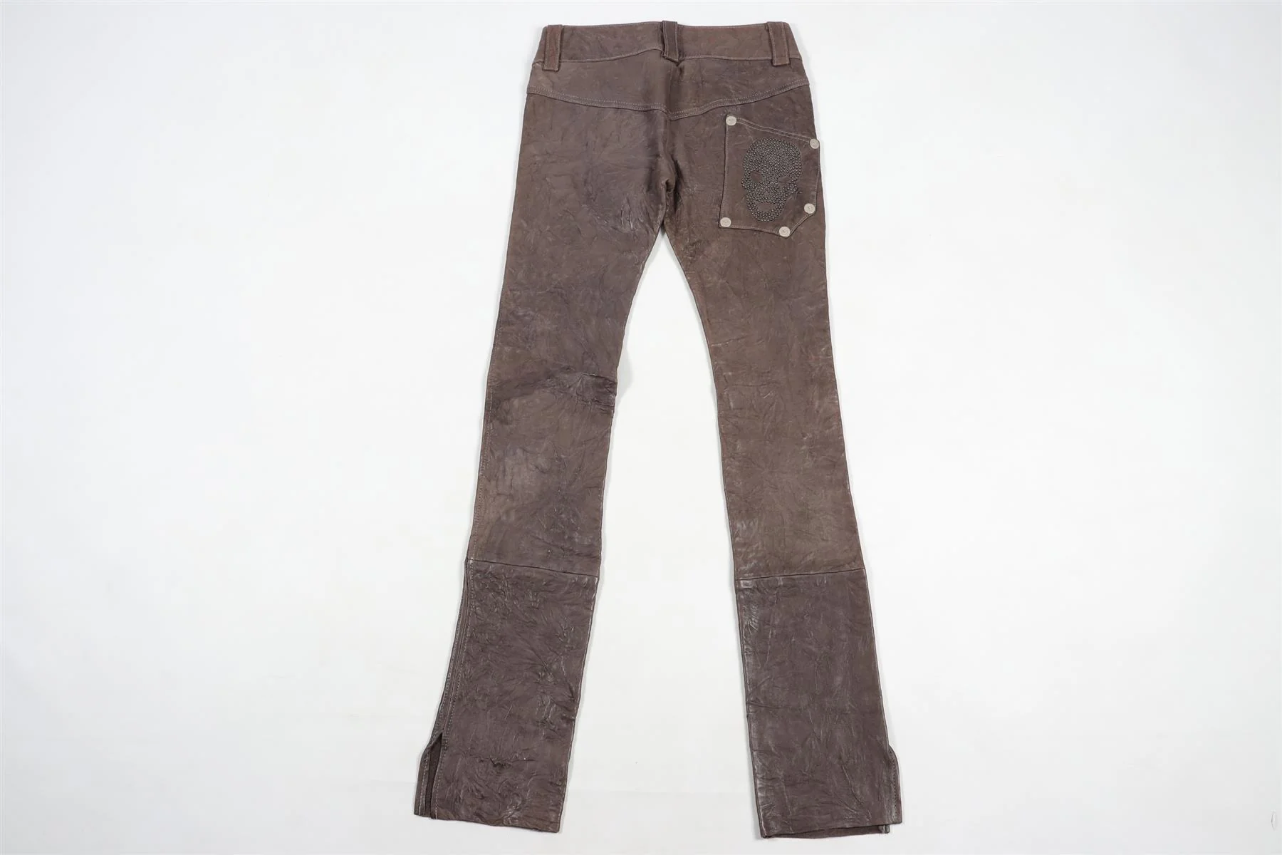 THOMAS WYLDE GREY LEATHER SKINNY PANTS UK 8 - Image 4