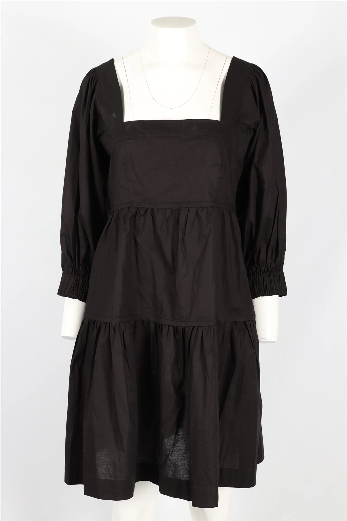 THREE GRACES BLACK COTTON MIDI DRESS UK 10 - Image 2