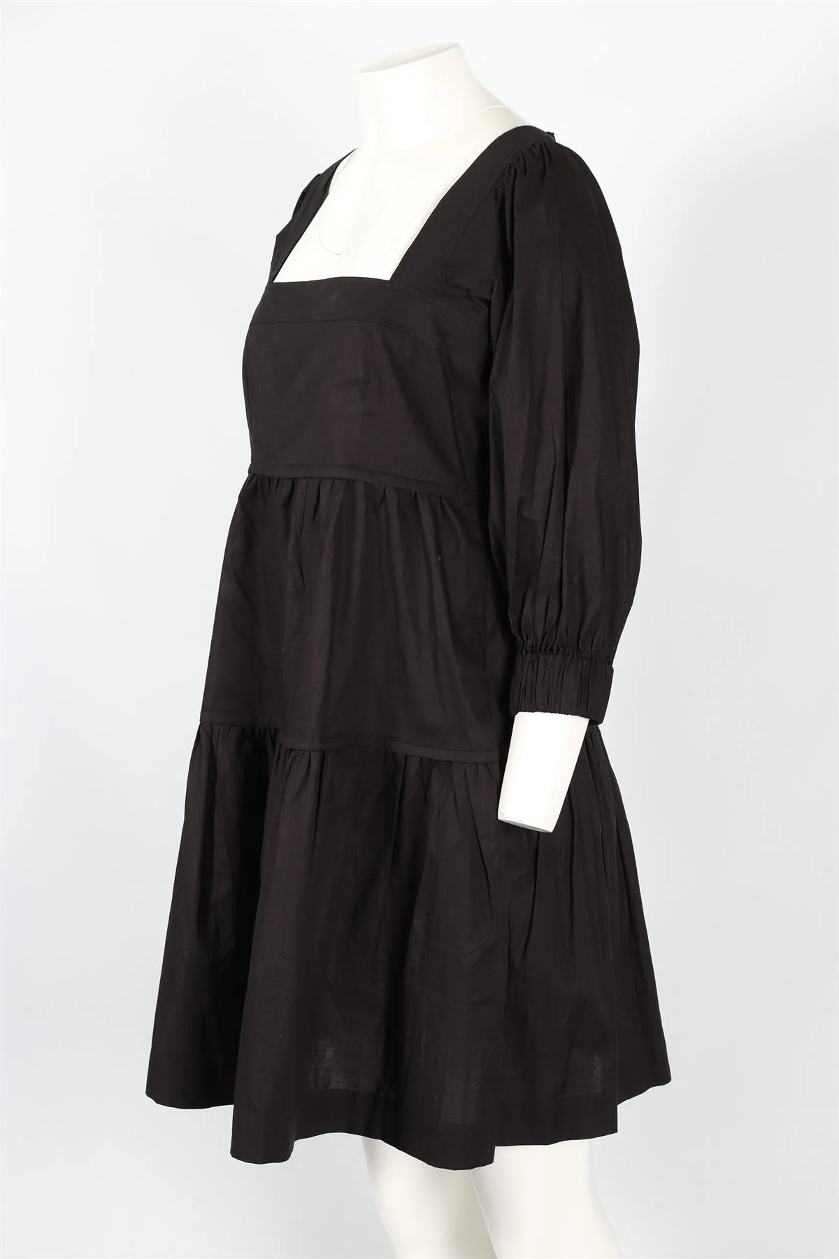 THREE GRACES BLACK COTTON MIDI DRESS UK 10 - Image 3