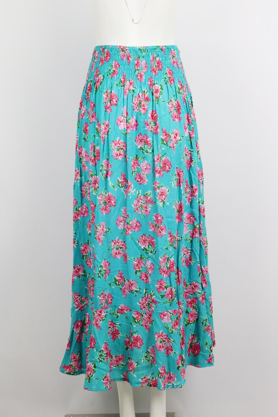 TIARE HAWAII SHIRRED PRINTED VOILE MAXI SKIRT ONE SIZE - Image 4