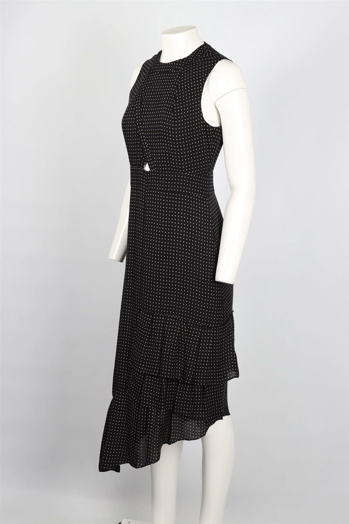 TIBI BLACK SILK MIDI DRESS US 4 UK 8 - Image 3