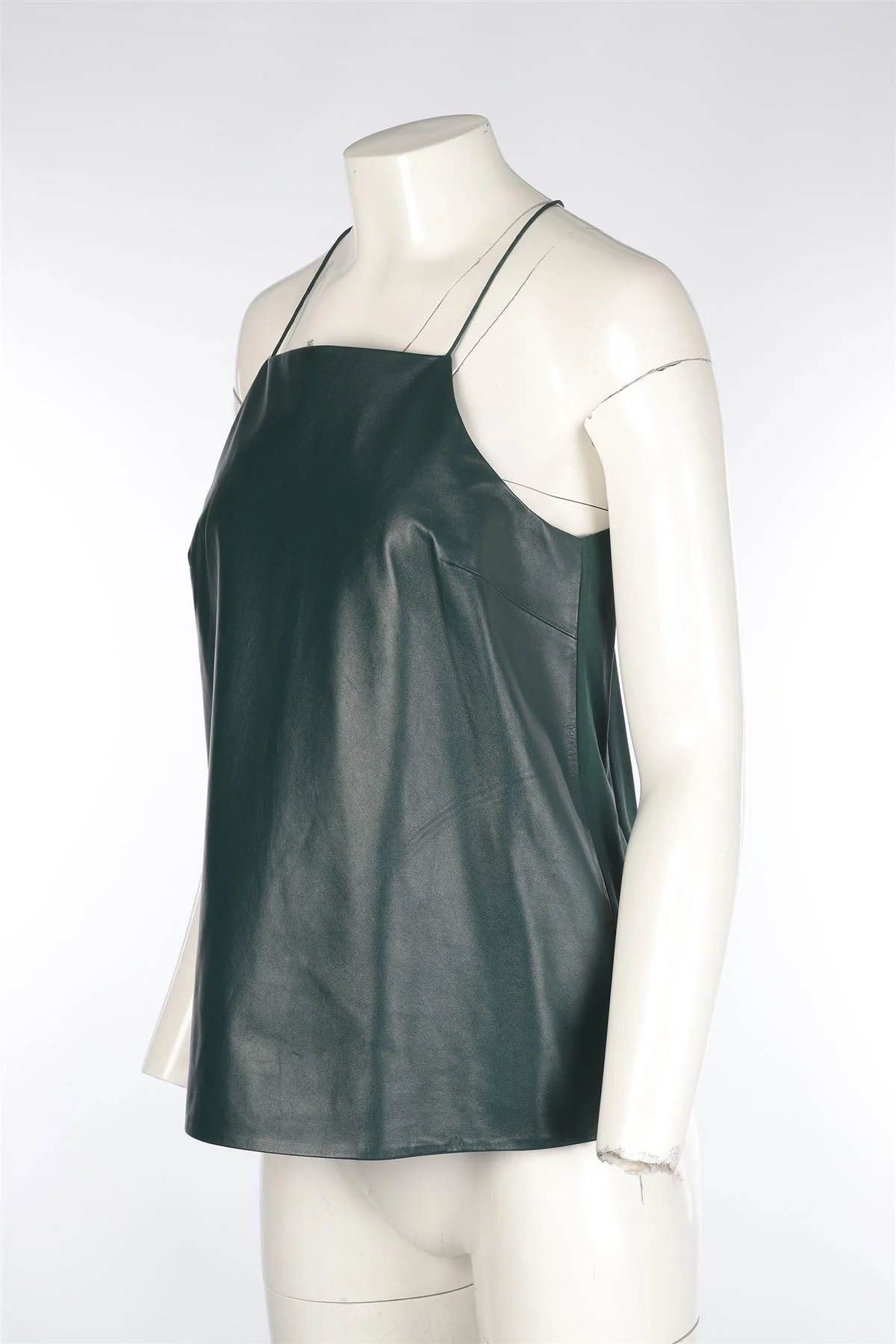 TIBI GREEN LEATHER TOP US 6 UK 10 - Image 3
