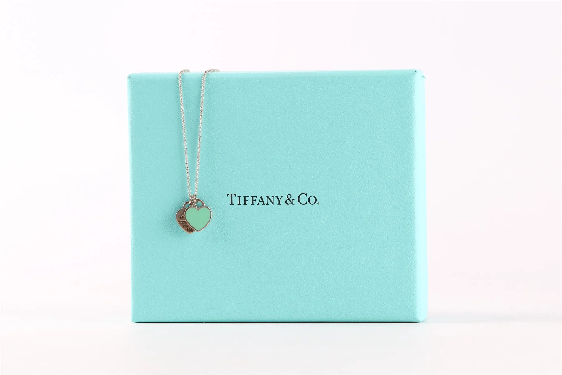 Tiffany & Co Blue Double Heart Sterling Silver Chain Necklace - Image 8