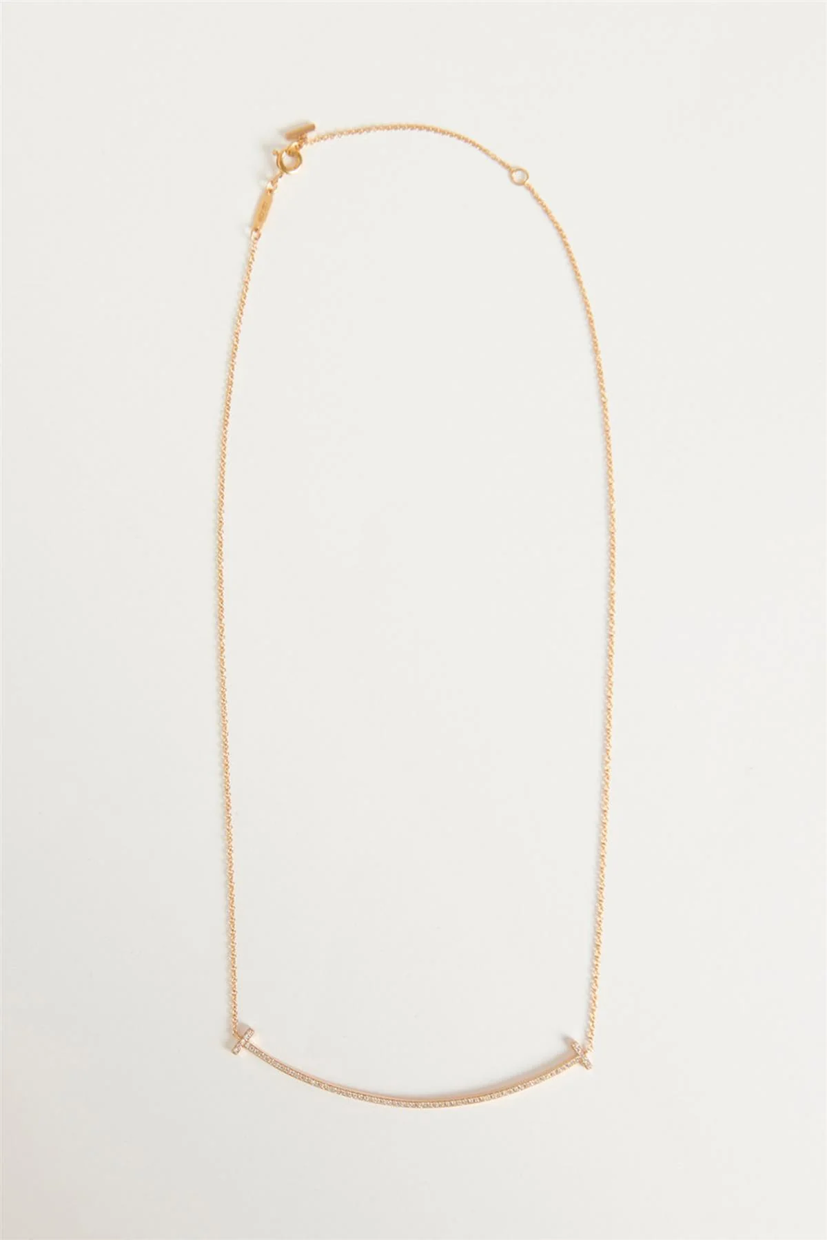 TIFFANY & CO. T SMILE LARGE 18K ROSE GOLD AND DIAMOND NECKLACE - Image 2