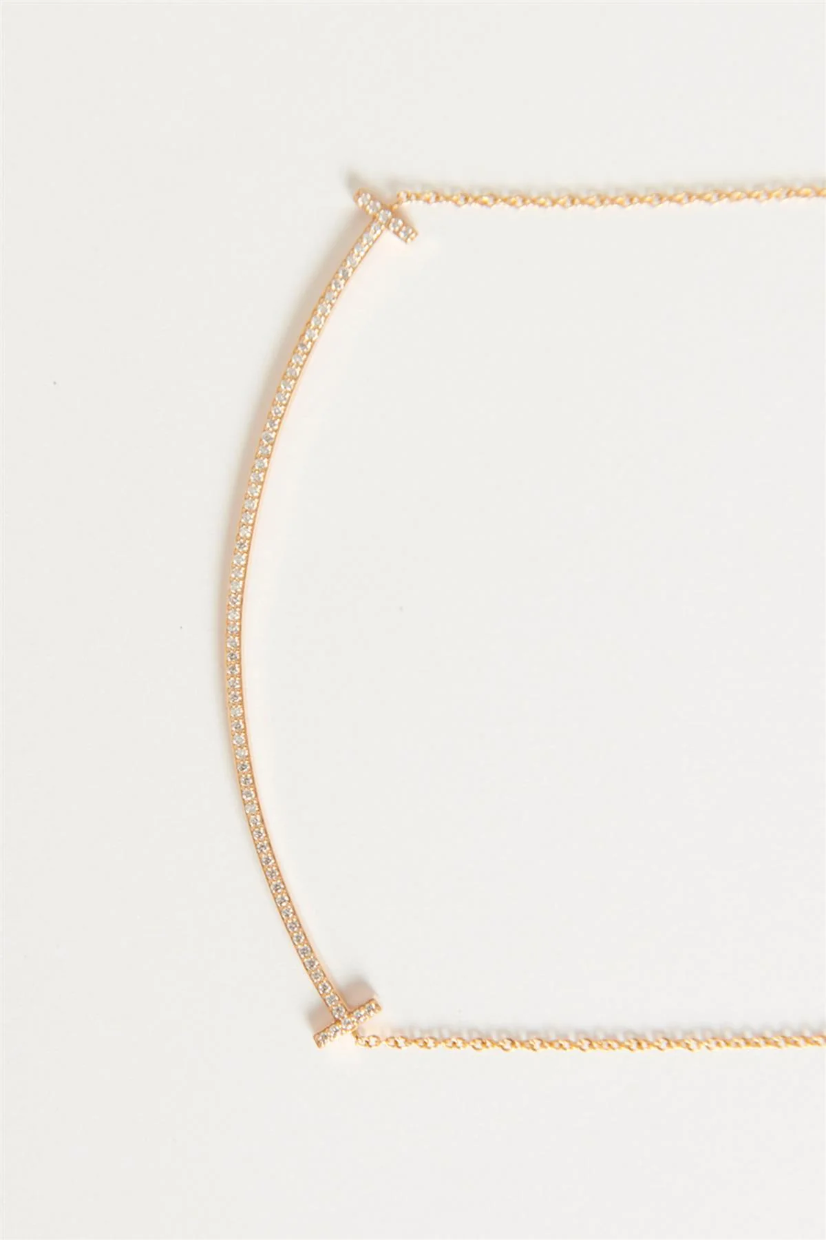 TIFFANY & CO. T SMILE LARGE 18K ROSE GOLD AND DIAMOND NECKLACE - Image 3